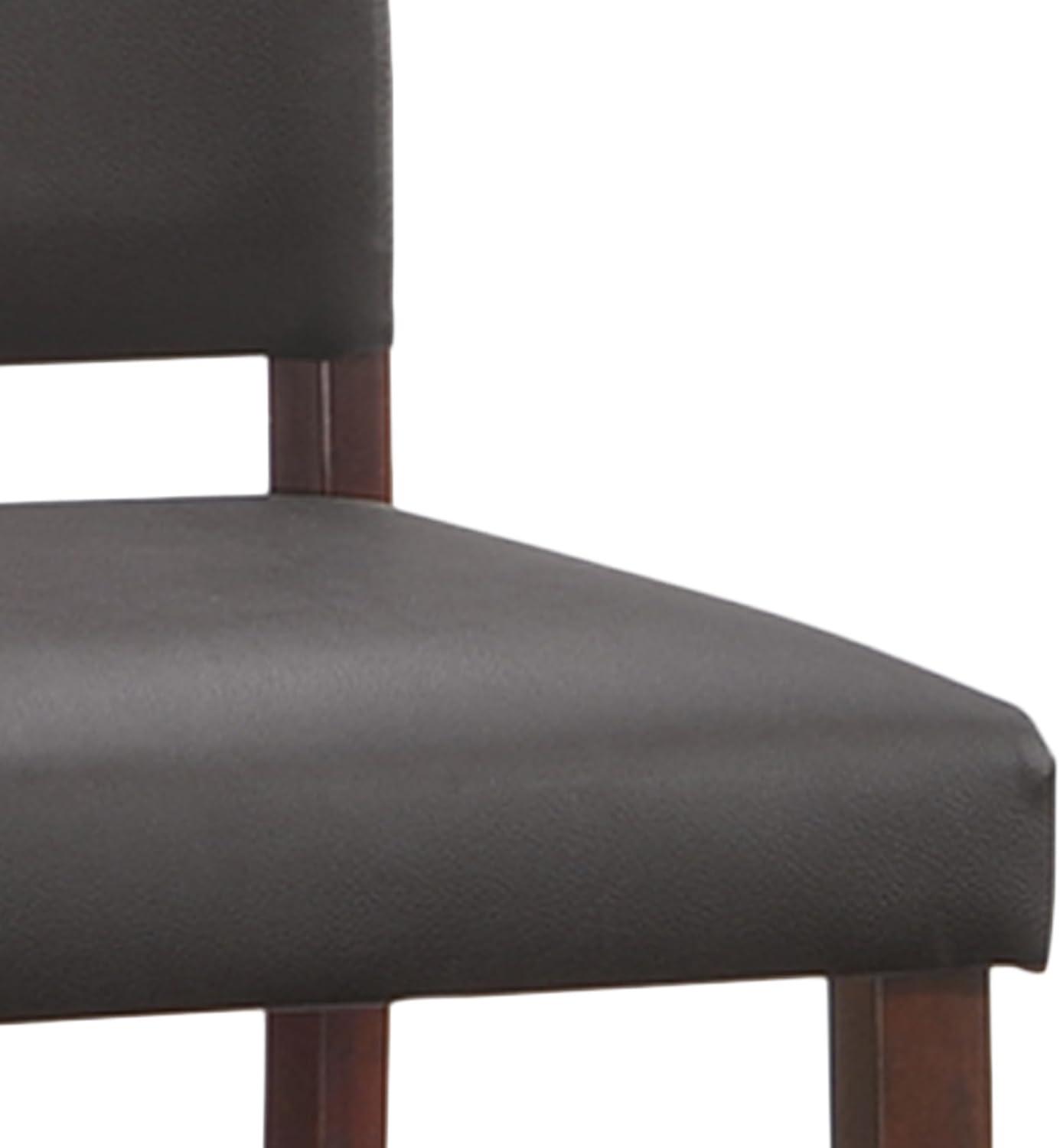 imageBrax Upholstered Back Counter Height Stools Set of 2 Ebony Faux Leather Seat Brown Solid Wood Base Comfortable Modern Bar Stools for Kitchen Counters and Islands Leick Home 10086CPEB