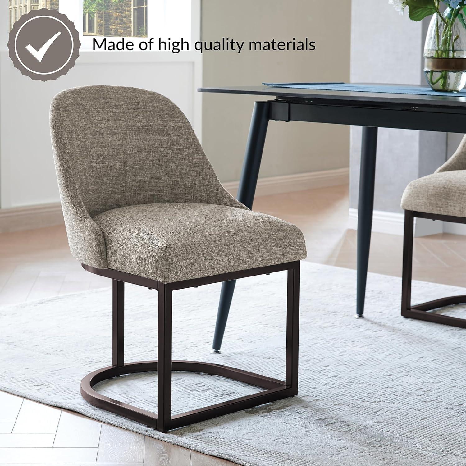 imageDesign House Barrelback Dining Chair Espresso 2325 D x 2075 W x 34 H Gray Linen