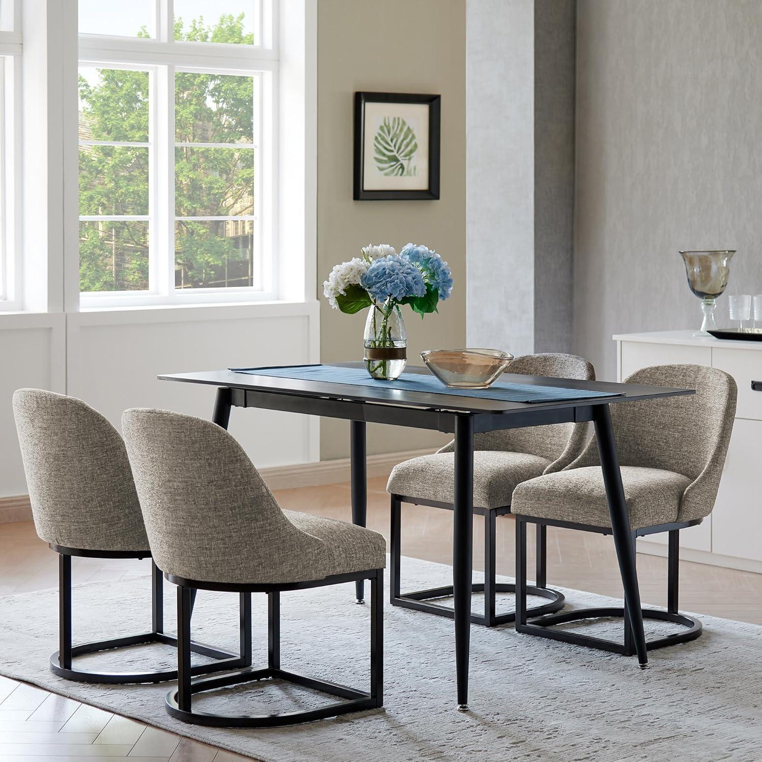 imageDesign House Barrelback Dining Chair Espresso 2325 D x 2075 W x 34 H Gray Linen