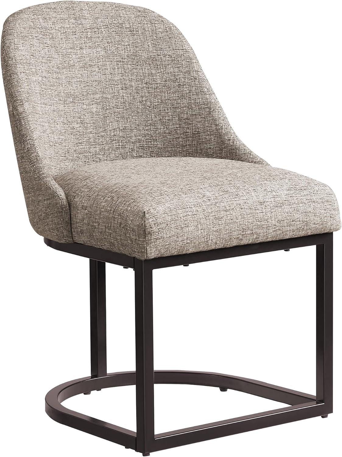 imageDesign House Barrelback Dining Chair Espresso 2325 D x 2075 W x 34 H Gray Linen
