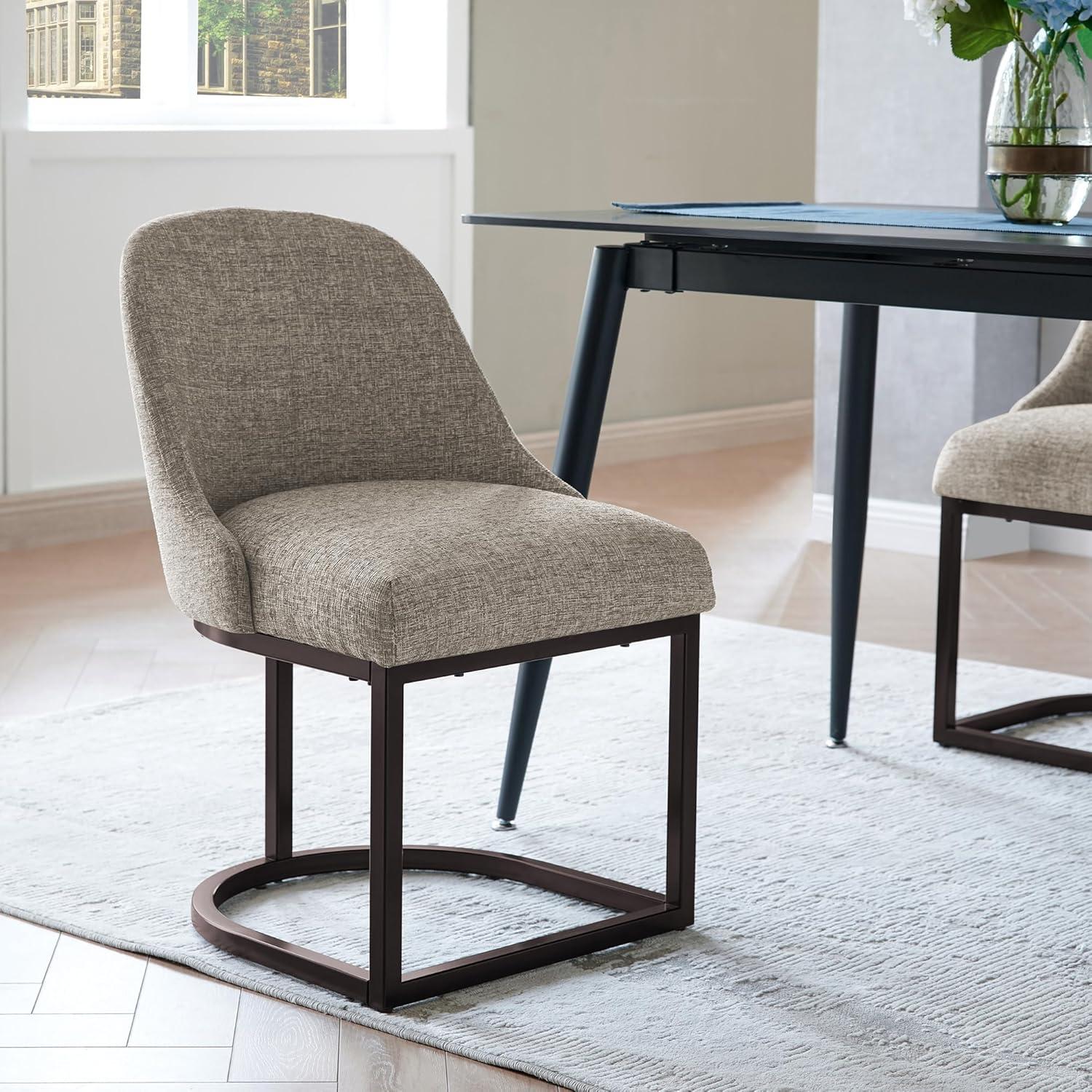 imageDesign House Barrelback Dining Chair Espresso 2325 D x 2075 W x 34 H Gray Linen