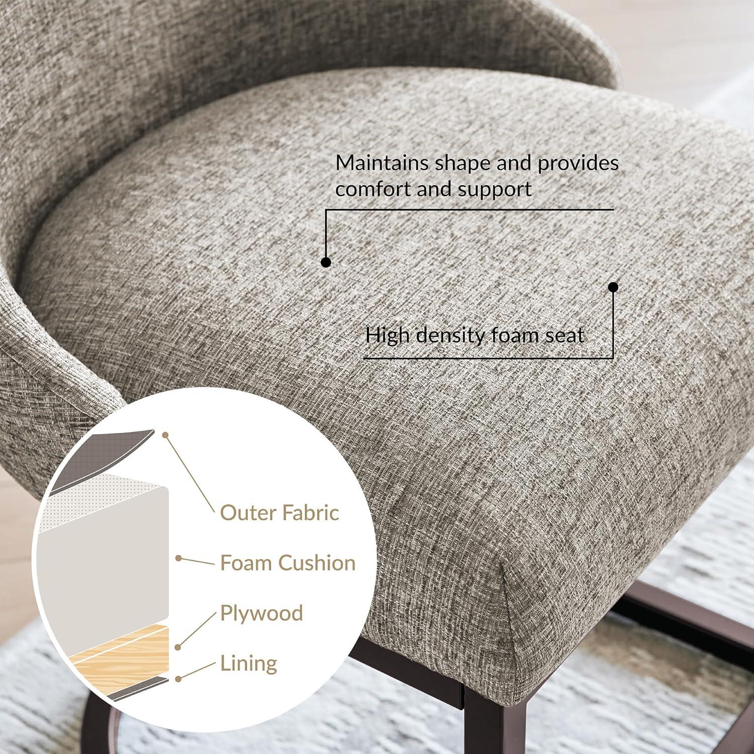 imageDesign House Barrelback Dining Chair Espresso 2325 D x 2075 W x 34 H Gray Linen