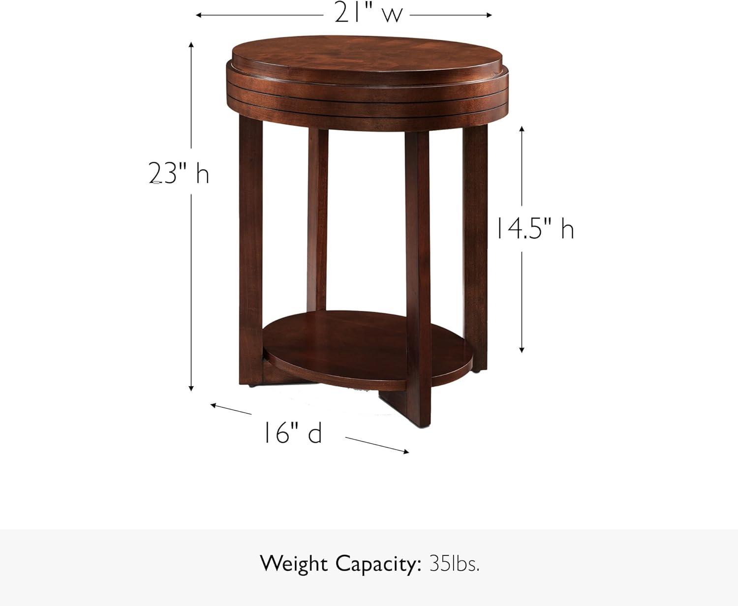imageHaven Ridge Solid Wood Oval Side Table with Drawer and Shelf Medium Oak Brown Perfect for Living Rooms Bedrooms and Small Spaces Leick Home 9042MEDChocolate Cherry