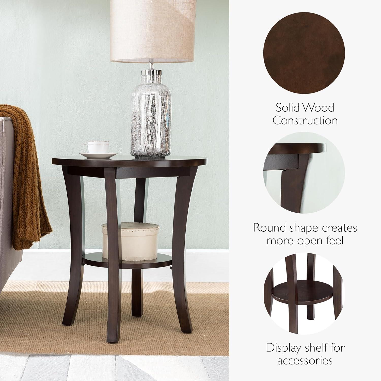 imageHaven Ridge Solid Wood Oval Side Table with Drawer and Shelf Medium Oak Brown Perfect for Living Rooms Bedrooms and Small Spaces Leick Home 9042MEDChocolate Oak