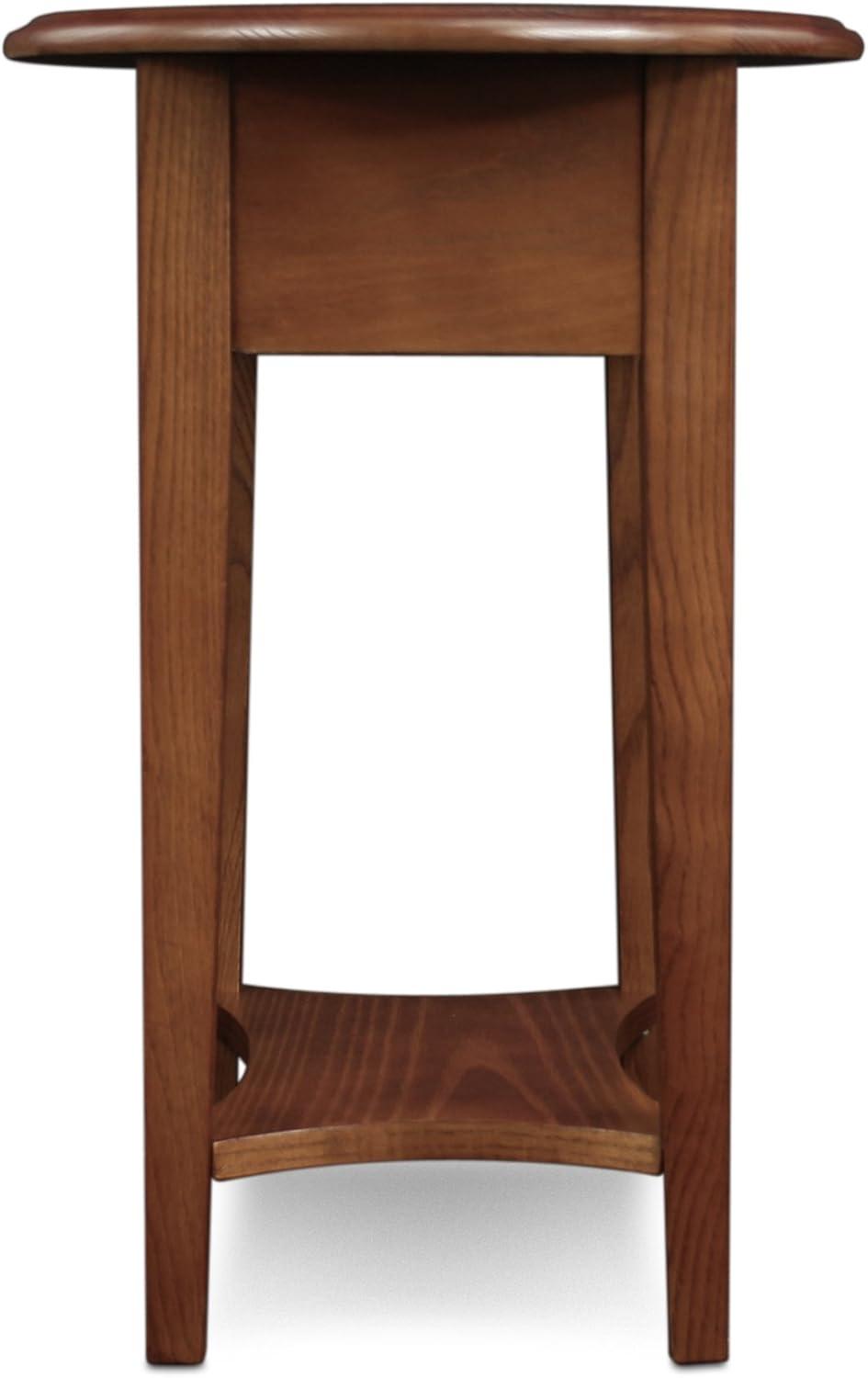 imageHaven Ridge Solid Wood Oval Side Table with Drawer and Shelf Medium Oak Brown Perfect for Living Rooms Bedrooms and Small Spaces Leick Home 9042MEDMedium OakBlack