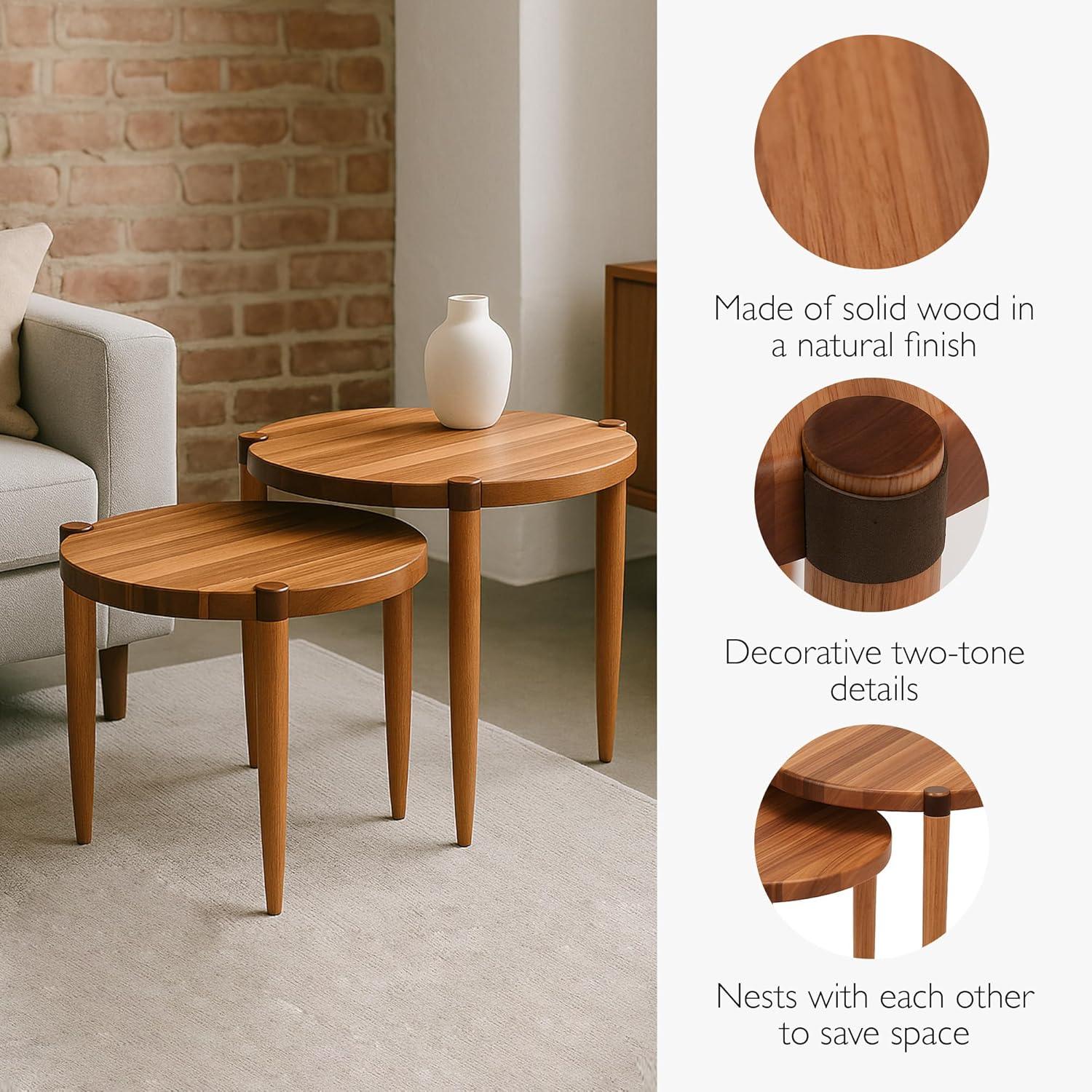 imageHaven Ridge Solid Wood Oval Side Table with Drawer and Shelf Medium Oak Brown Perfect for Living Rooms Bedrooms and Small Spaces Leick Home 9042MEDNatural Jequitiba