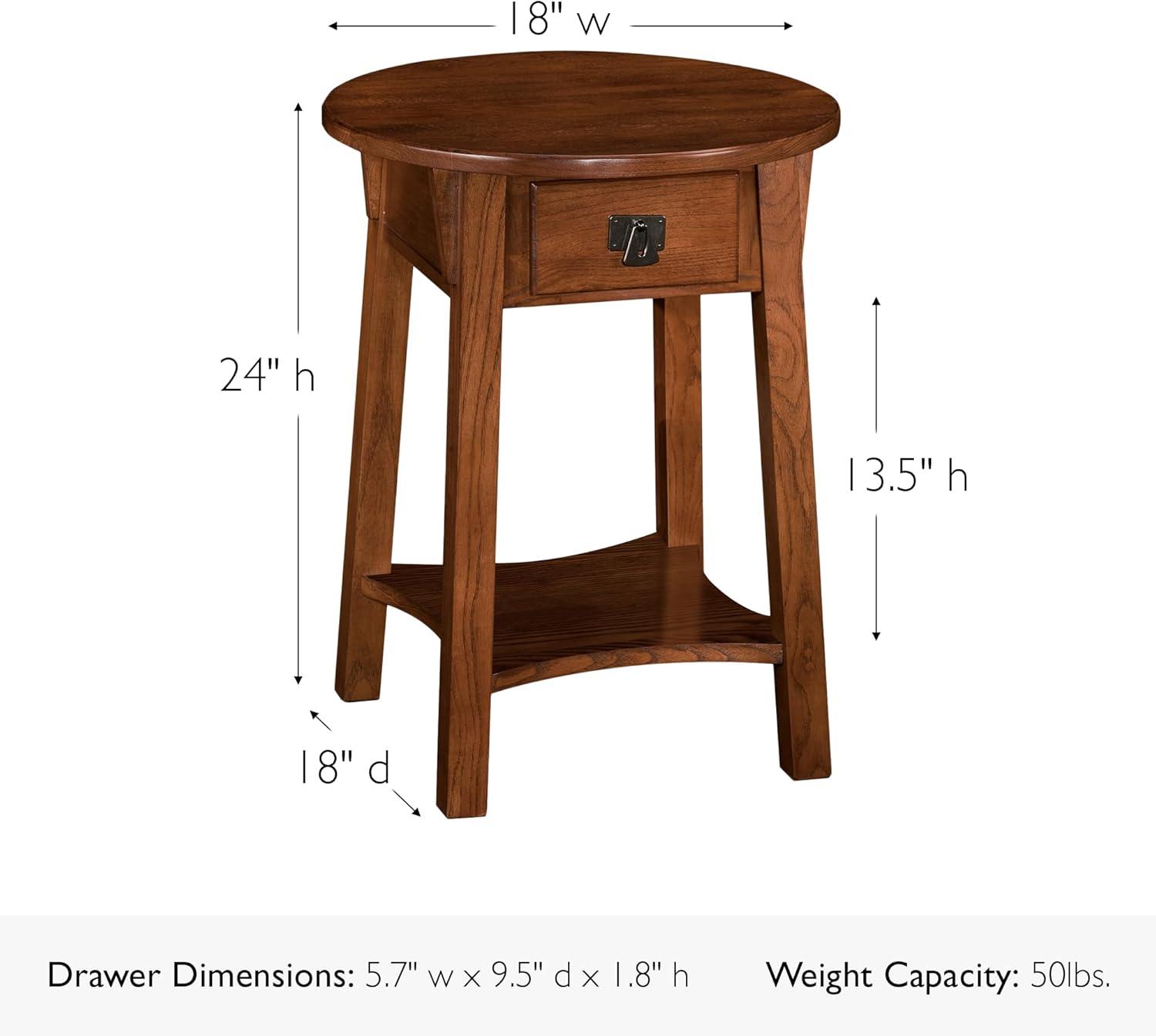 imageHaven Ridge Solid Wood Oval Side Table with Drawer and Shelf Medium Oak Brown Perfect for Living Rooms Bedrooms and Small Spaces Leick Home 9042MEDRusset