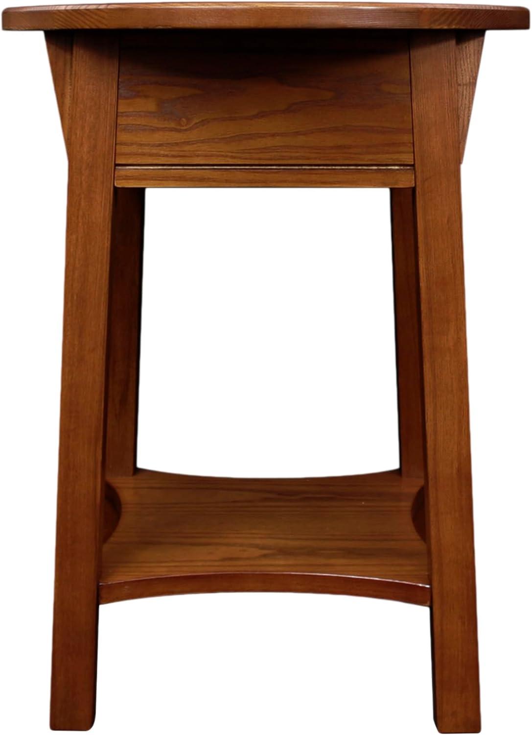 imageHaven Ridge Solid Wood Oval Side Table with Drawer and Shelf Medium Oak Brown Perfect for Living Rooms Bedrooms and Small Spaces Leick Home 9042MEDRusset