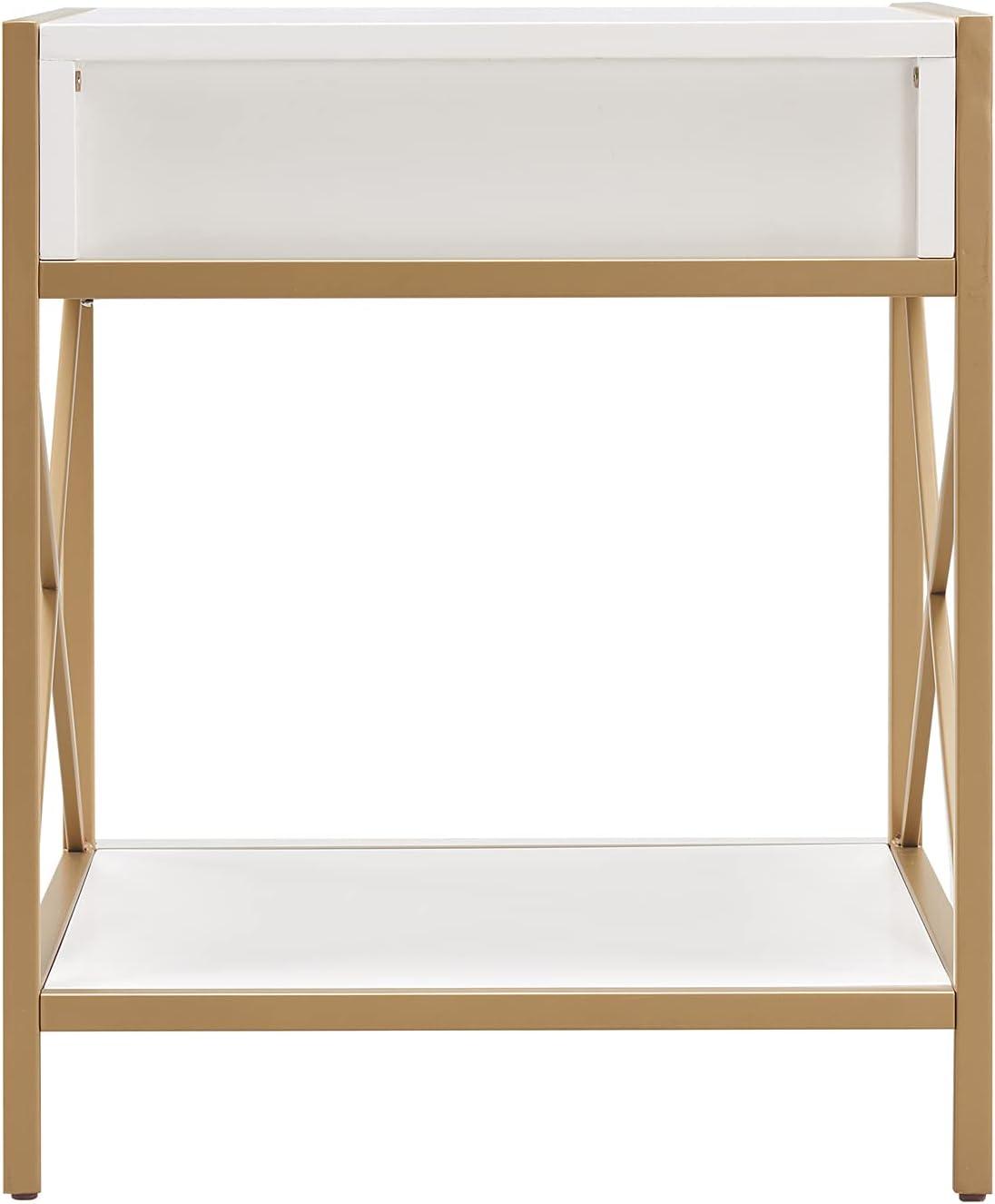imageHaven Ridge Solid Wood Oval Side Table with Drawer and Shelf Medium Oak Brown Perfect for Living Rooms Bedrooms and Small Spaces Leick Home 9042MEDWhite