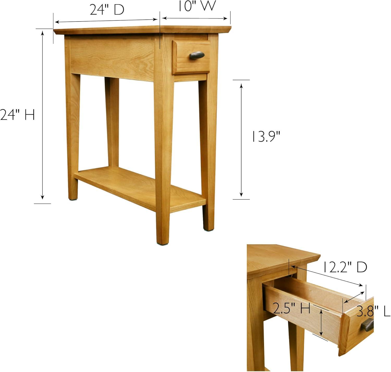 imageHaven Ridge Solid Wood Side Table with BuiltIn Swing Arm Lamp and Drawer Medium Oak Brown Perfect for Entryways Living Rooms and Small Spaces Leick Home 9037MEDDesert Sands