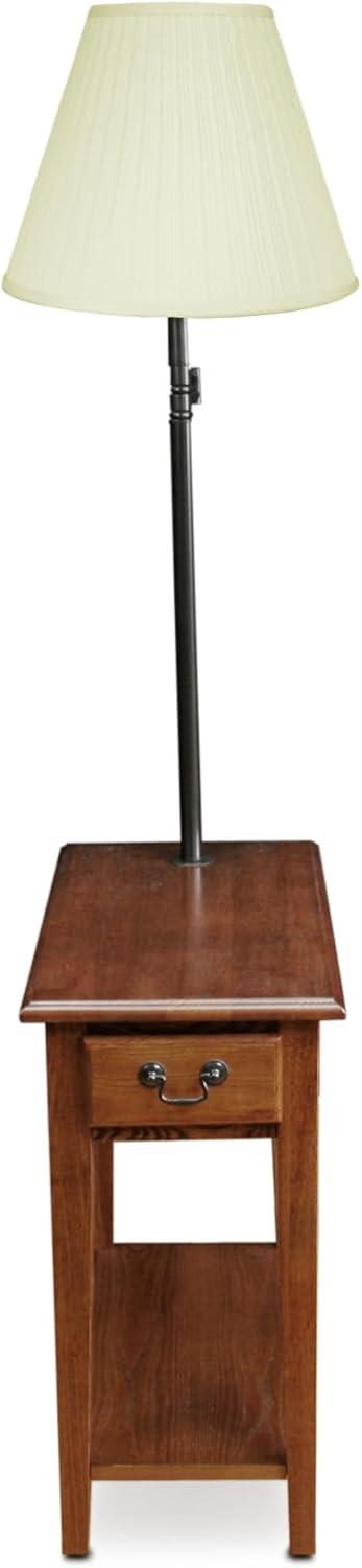 imageHaven Ridge Solid Wood Side Table with BuiltIn Swing Arm Lamp and Drawer Medium Oak Brown Perfect for Entryways Living Rooms and Small Spaces Leick Home 9037MEDMedium Oak
