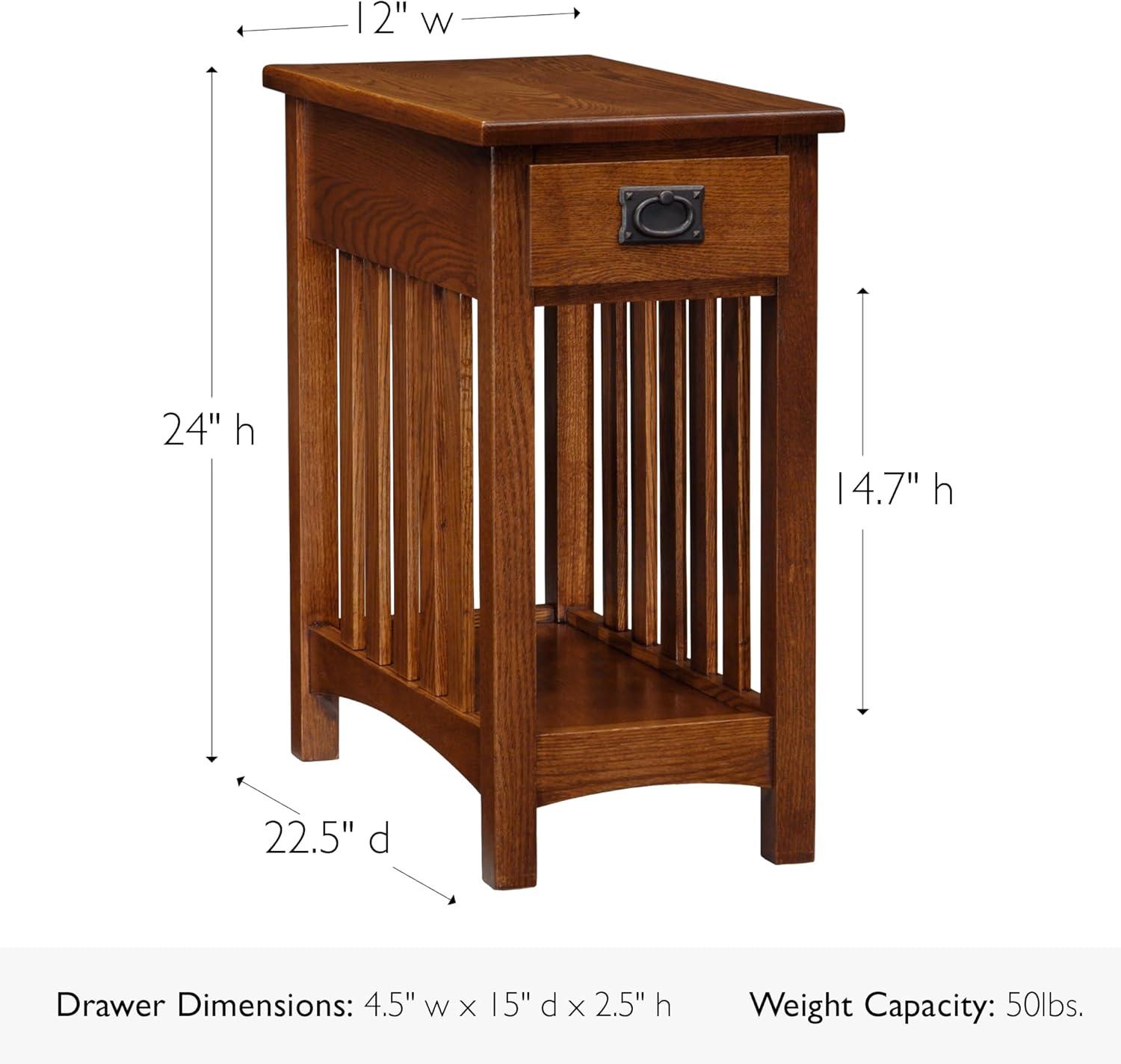 imageHaven Ridge Solid Wood Side Table with BuiltIn Swing Arm Lamp and Drawer Medium Oak Brown Perfect for Entryways Living Rooms and Small Spaces Leick Home 9037MEDMedium Oak Blackened