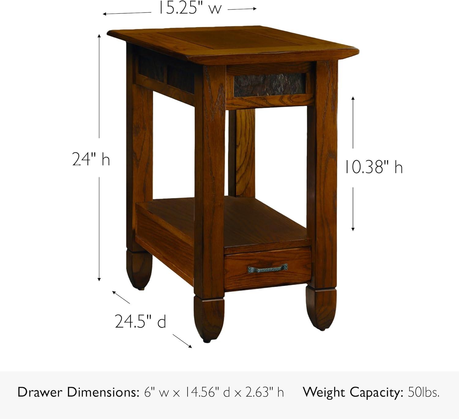 imageHaven Ridge Solid Wood Side Table with BuiltIn Swing Arm Lamp and Drawer Medium Oak Brown Perfect for Entryways Living Rooms and Small Spaces Leick Home 9037MEDRustic Oak