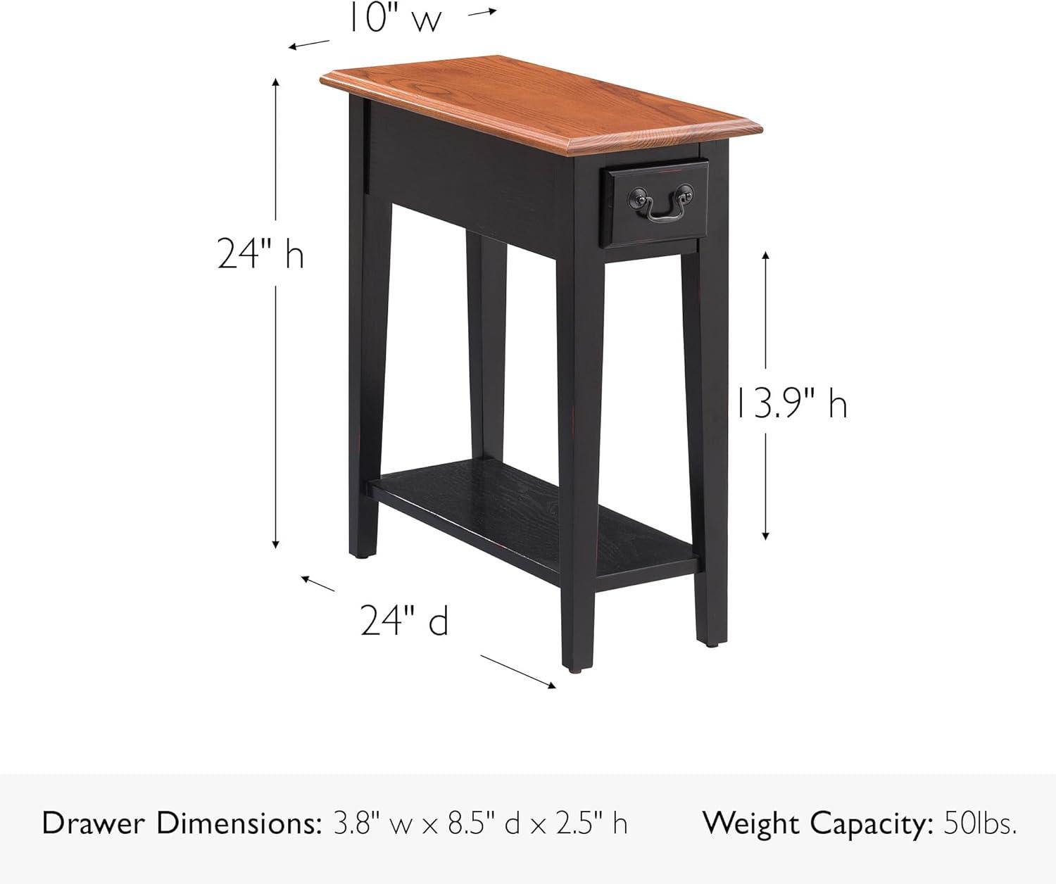 imageHaven Ridge Solid Wood Side Table with BuiltIn Swing Arm Lamp and Drawer Medium Oak Brown Perfect for Entryways Living Rooms and Small Spaces Leick Home 9037MEDMedium OakBlack