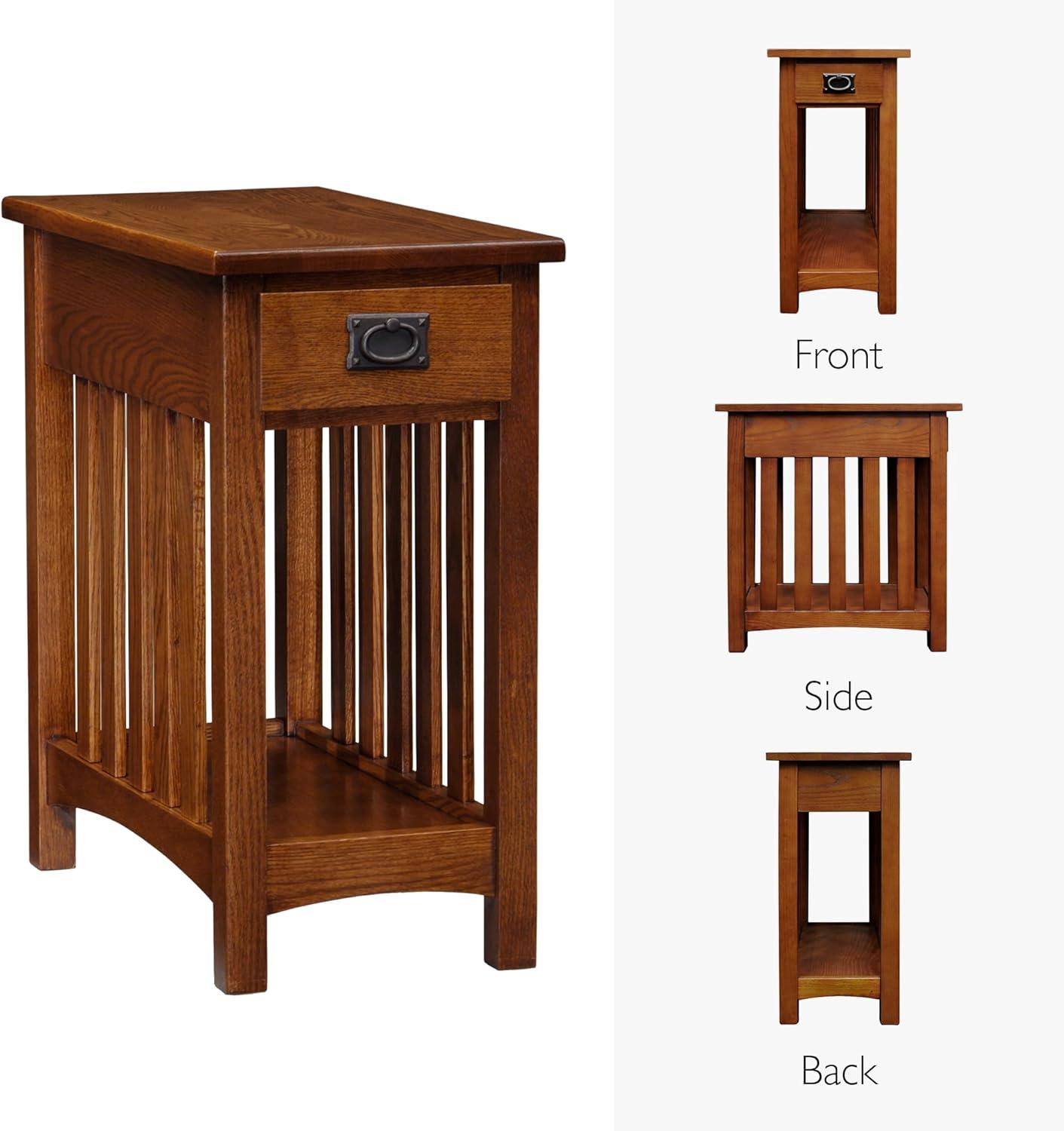 imageHaven Ridge Solid Wood Side Table with BuiltIn Swing Arm Lamp and Drawer Medium Oak Brown Perfect for Entryways Living Rooms and Small Spaces Leick Home 9037MEDMedium Oak Blackened