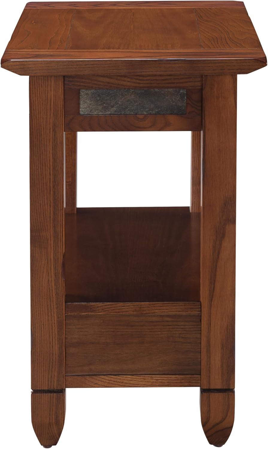 imageHaven Ridge Solid Wood Side Table with BuiltIn Swing Arm Lamp and Drawer Medium Oak Brown Perfect for Entryways Living Rooms and Small Spaces Leick Home 9037MEDRustic Oak