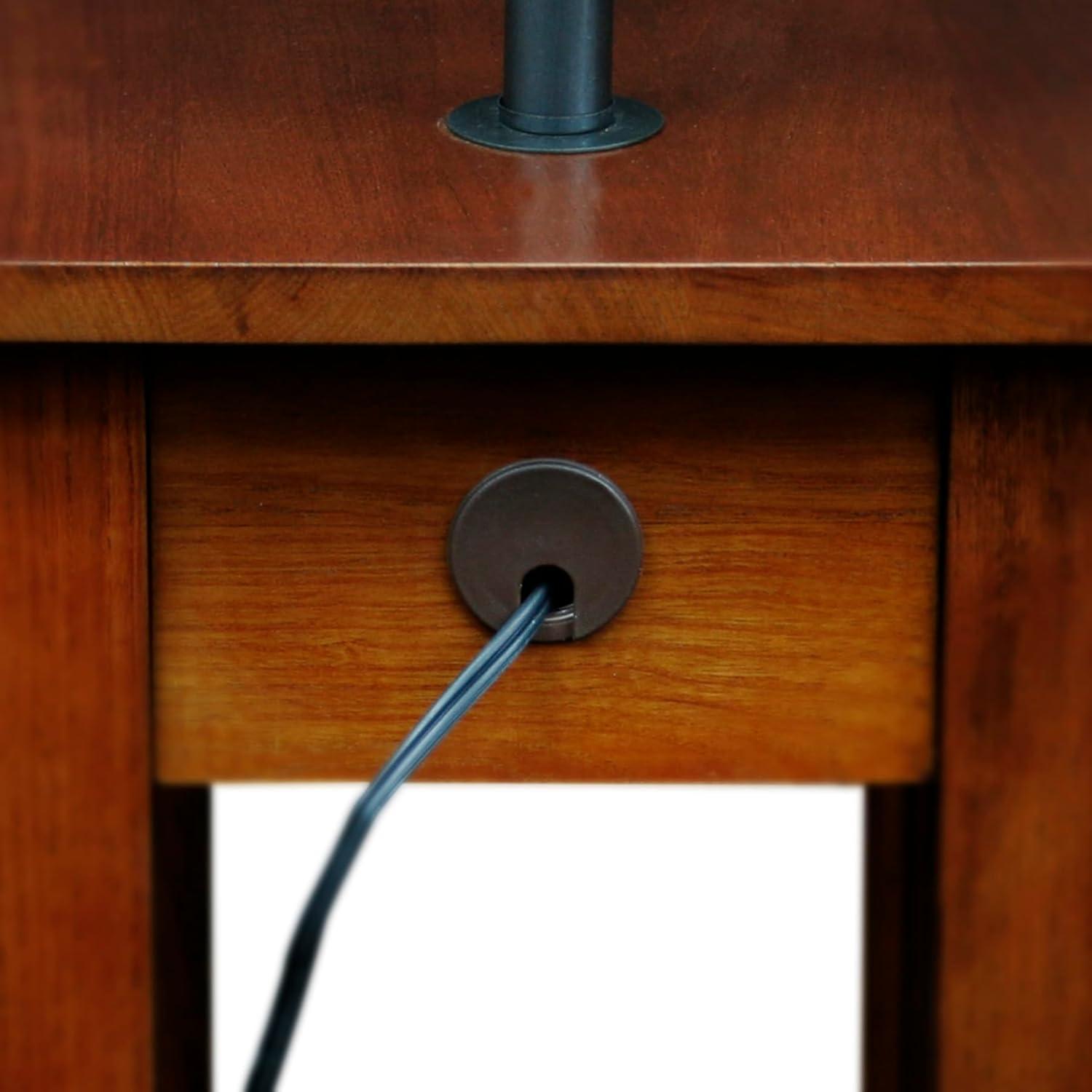 imageHaven Ridge Solid Wood Side Table with BuiltIn Swing Arm Lamp and Drawer Medium Oak Brown Perfect for Entryways Living Rooms and Small Spaces Leick Home 9037MEDMedium Oak Blackened