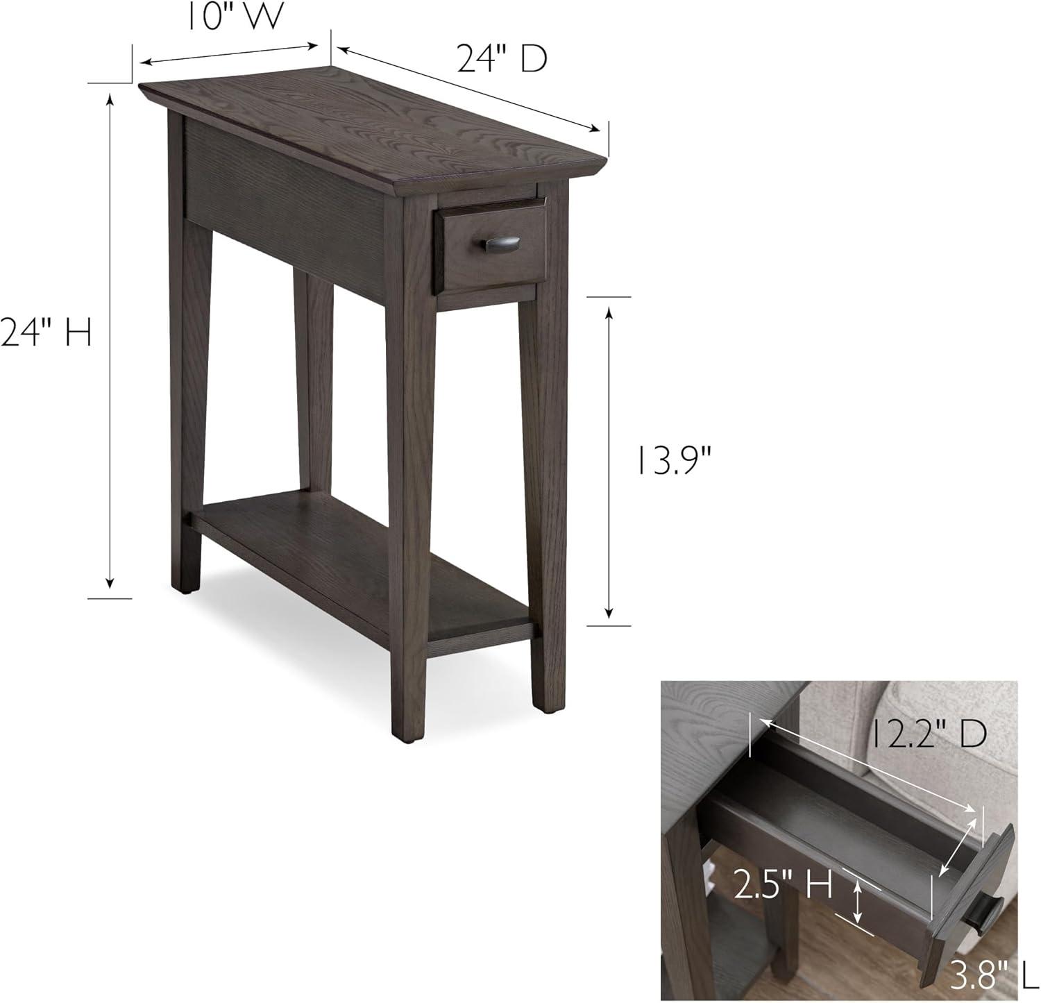 imageHaven Ridge Solid Wood Side Table with BuiltIn Swing Arm Lamp and Drawer Medium Oak Brown Perfect for Entryways Living Rooms and Small Spaces Leick Home 9037MEDSmoke Gray