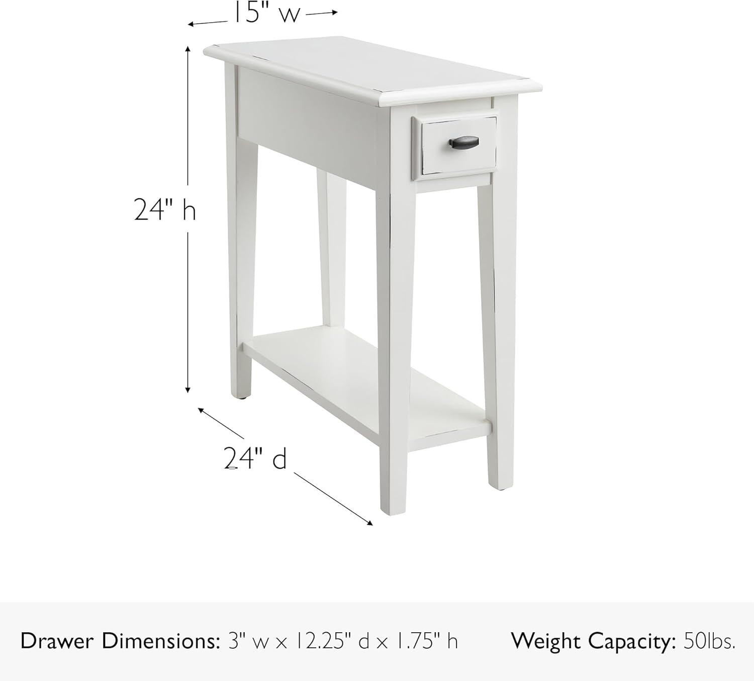 imageHaven Ridge Solid Wood Side Table with BuiltIn Swing Arm Lamp and Drawer Medium Oak Brown Perfect for Entryways Living Rooms and Small Spaces Leick Home 9037MEDWhite