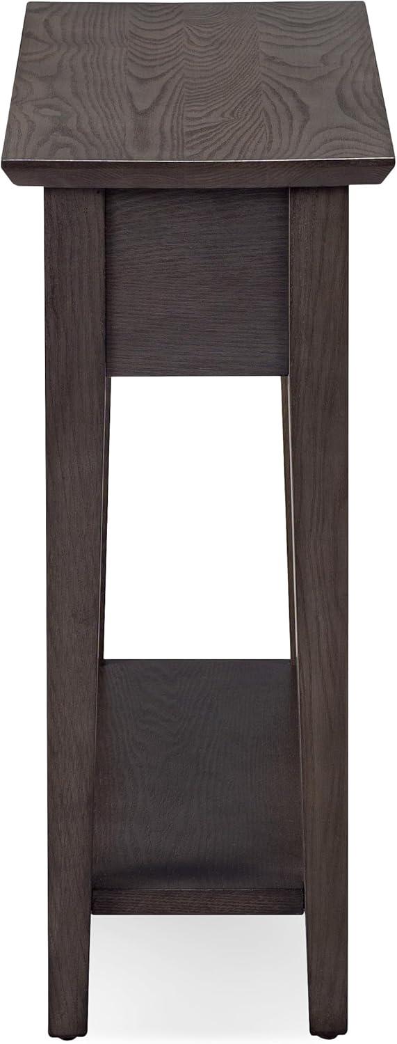 imageHaven Ridge Solid Wood Side Table with BuiltIn Swing Arm Lamp and Drawer Medium Oak Brown Perfect for Entryways Living Rooms and Small Spaces Leick Home 9037MEDSmoke Gray