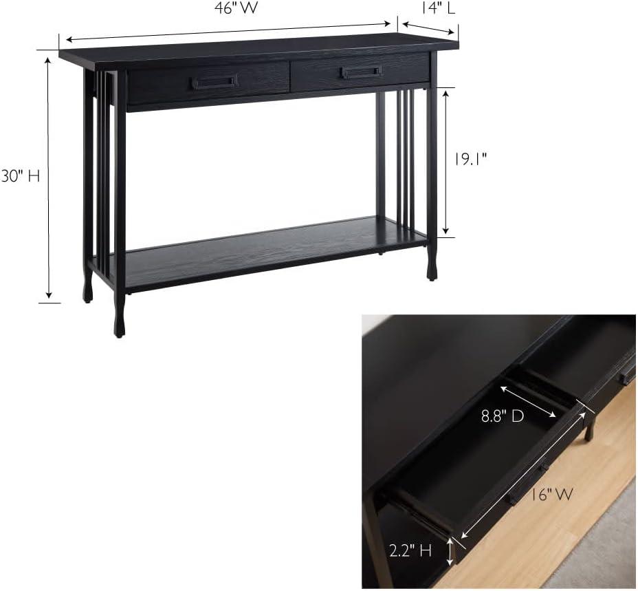 imageIroncraft Solid Wood and Metal Console Table with Shelf Mission Oak and Black Perfect for Entryways Hallways and Living Rooms Leick Home 11232Black Wash