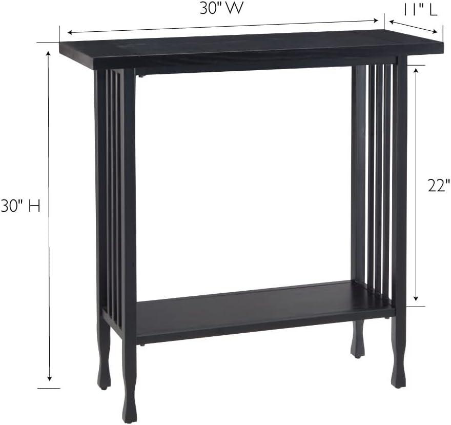 imageIroncraft Solid Wood and Metal Console Table with Shelf Mission Oak and Black Perfect for Entryways Hallways and Living Rooms Leick Home 11232Black Wash