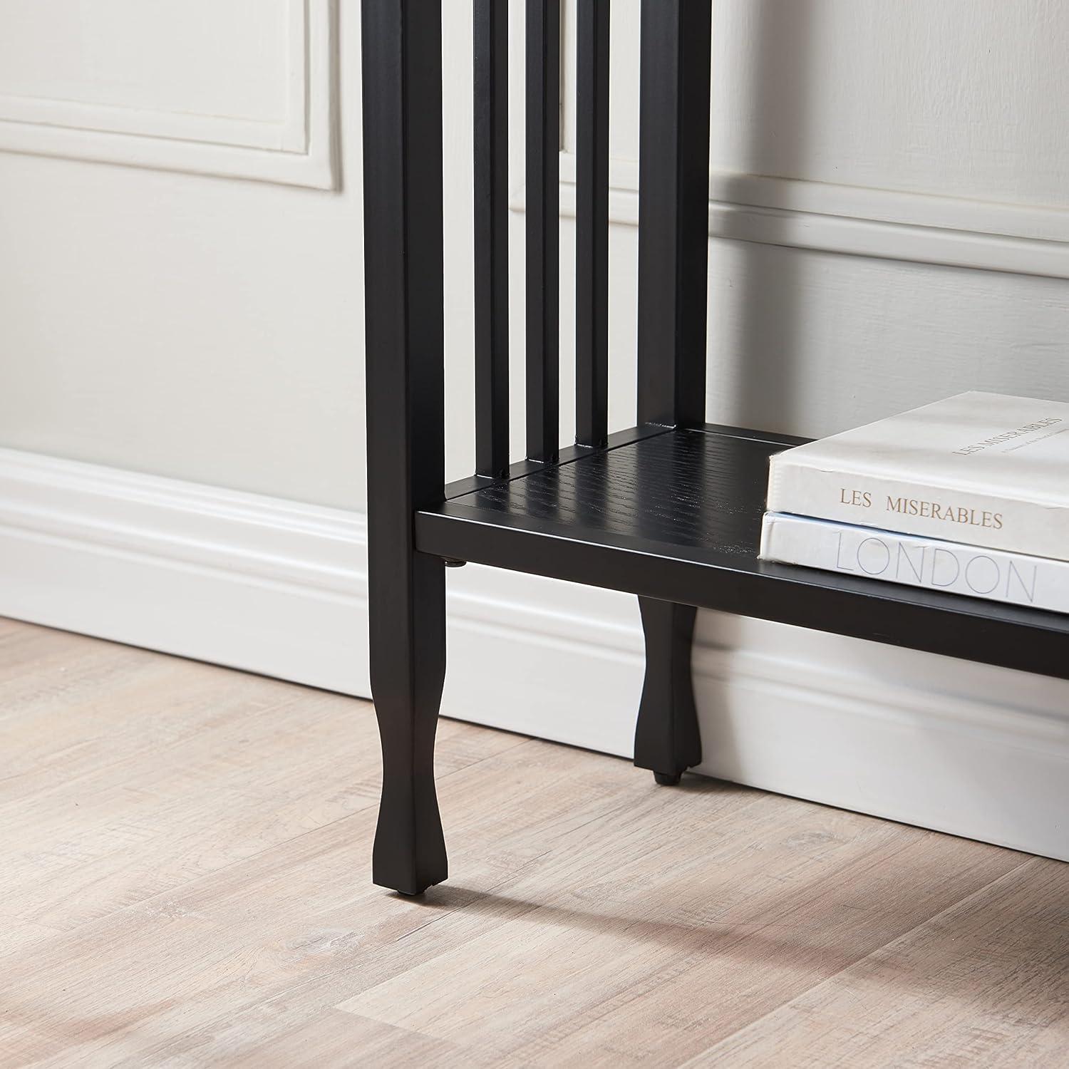 imageIroncraft Solid Wood and Metal Console Table with Shelf Mission Oak and Black Perfect for Entryways Hallways and Living Rooms Leick Home 11232Black Wash