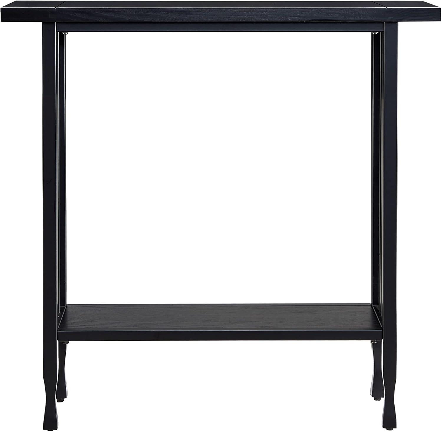 imageIroncraft Solid Wood and Metal Console Table with Shelf Mission Oak and Black Perfect for Entryways Hallways and Living Rooms Leick Home 11232Black Wash