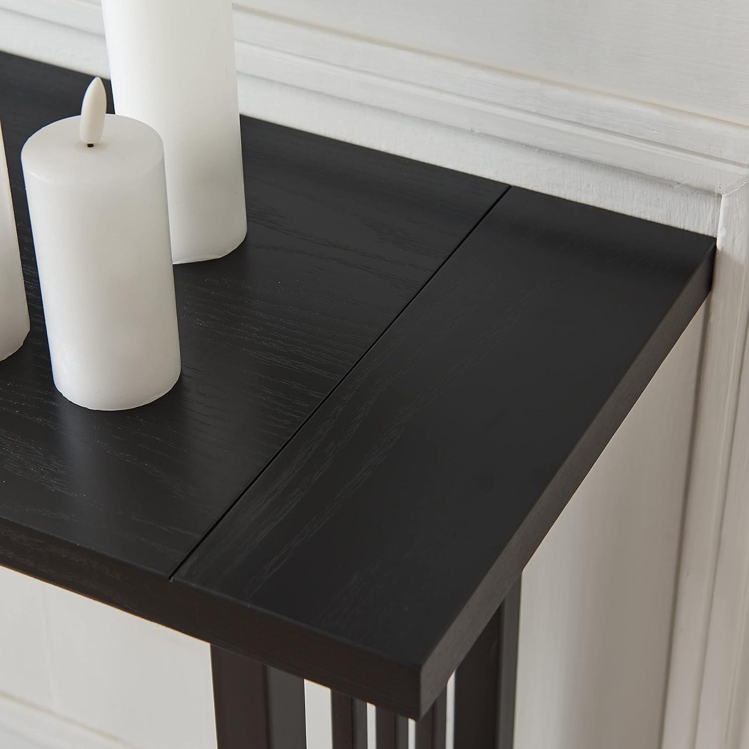 imageIroncraft Solid Wood and Metal Console Table with Shelf Mission Oak and Black Perfect for Entryways Hallways and Living Rooms Leick Home 11232Black Wash