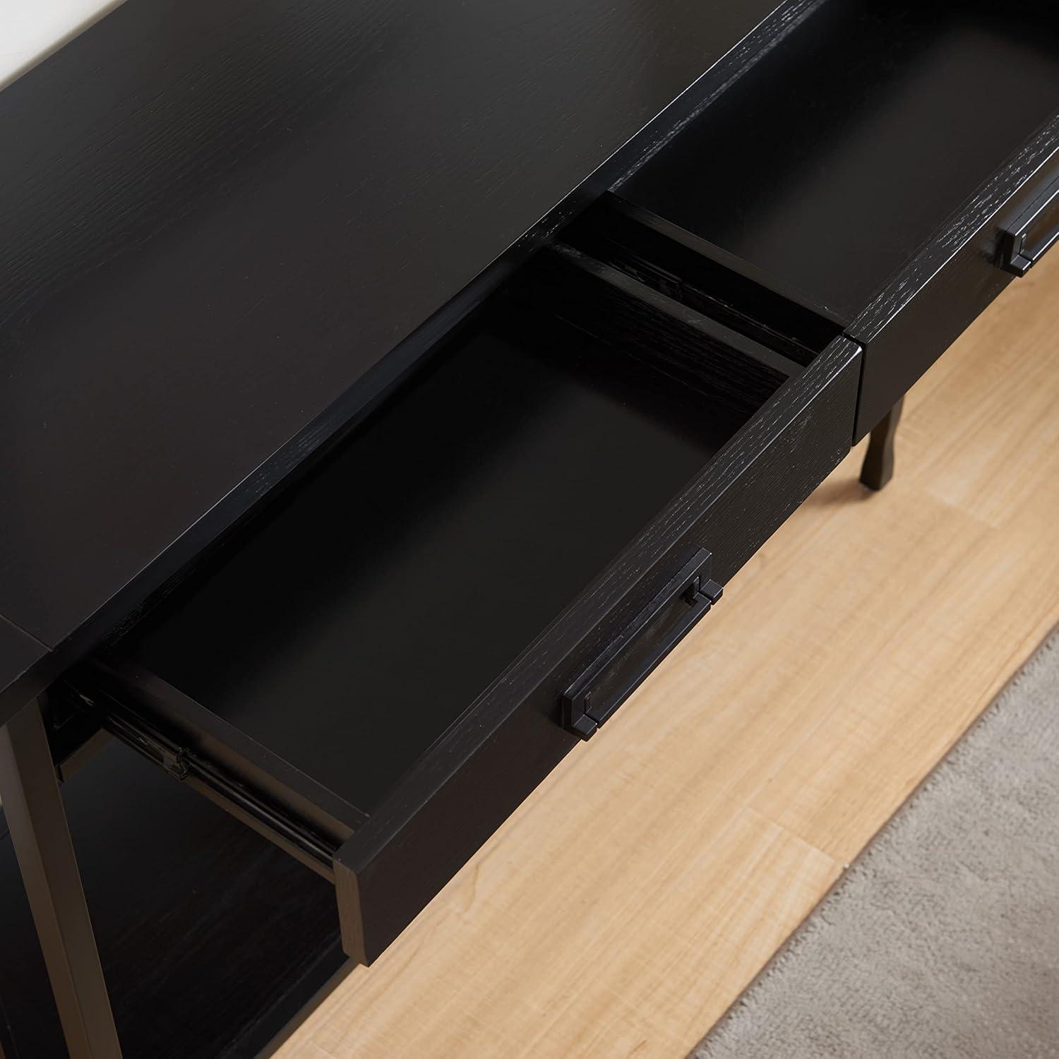 imageIroncraft Solid Wood and Metal Console Table with Shelf Mission Oak and Black Perfect for Entryways Hallways and Living Rooms Leick Home 11232Black Wash