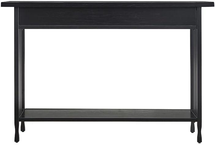 imageIroncraft Solid Wood and Metal Console Table with Shelf Mission Oak and Black Perfect for Entryways Hallways and Living Rooms Leick Home 11232Black Wash
