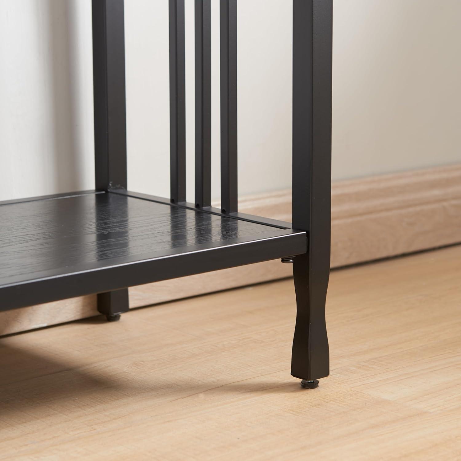 imageIroncraft Solid Wood and Metal Console Table with Shelf Mission Oak and Black Perfect for Entryways Hallways and Living Rooms Leick Home 11232Black Wash