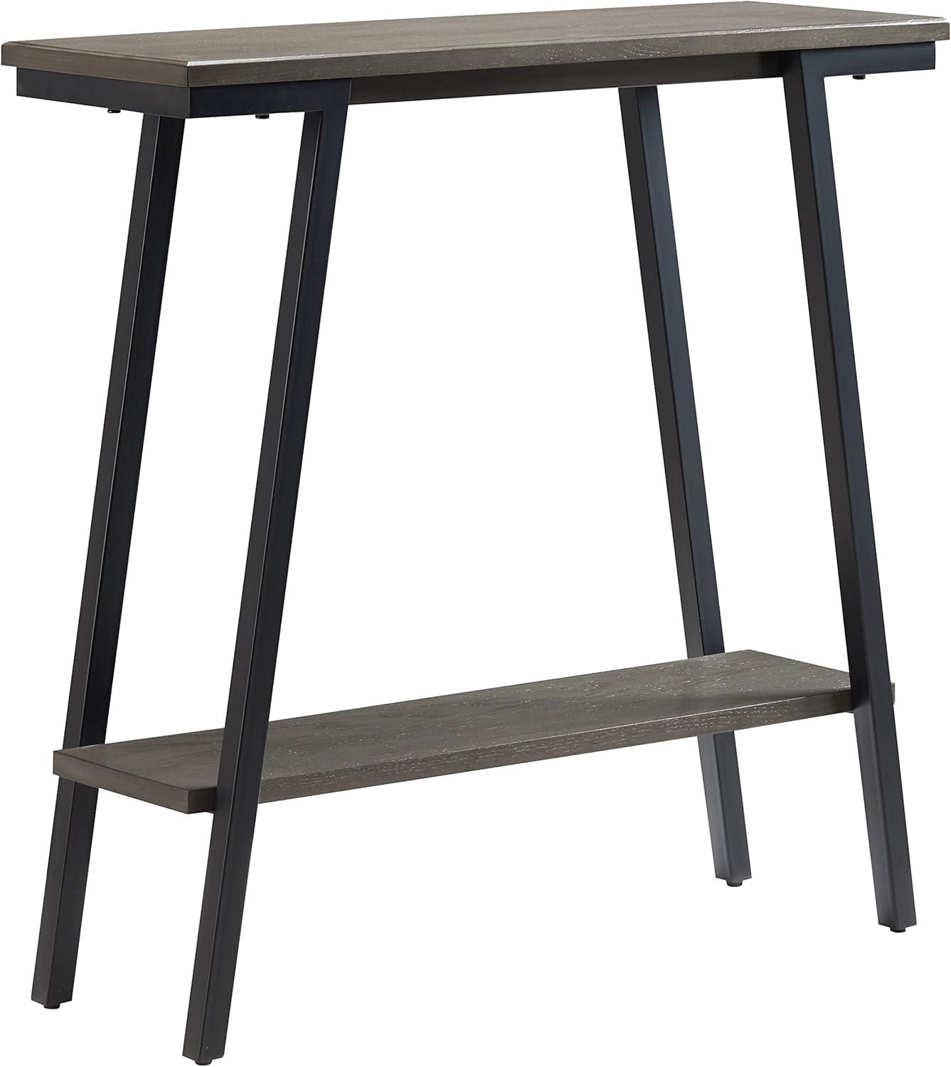 imageIroncraft Solid Wood and Metal Console Table with Shelf Mission Oak and Black Perfect for Entryways Hallways and Living Rooms Leick Home 11232Grey