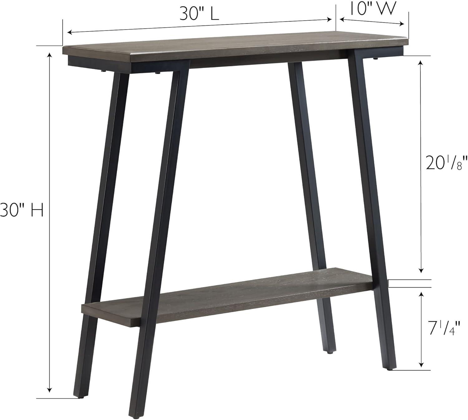 imageIroncraft Solid Wood and Metal Console Table with Shelf Mission Oak and Black Perfect for Entryways Hallways and Living Rooms Leick Home 11232Grey