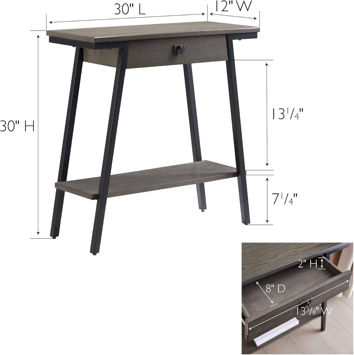 imageIroncraft Solid Wood and Metal Console Table with Shelf Mission Oak and Black Perfect for Entryways Hallways and Living Rooms Leick Home 11232Grey