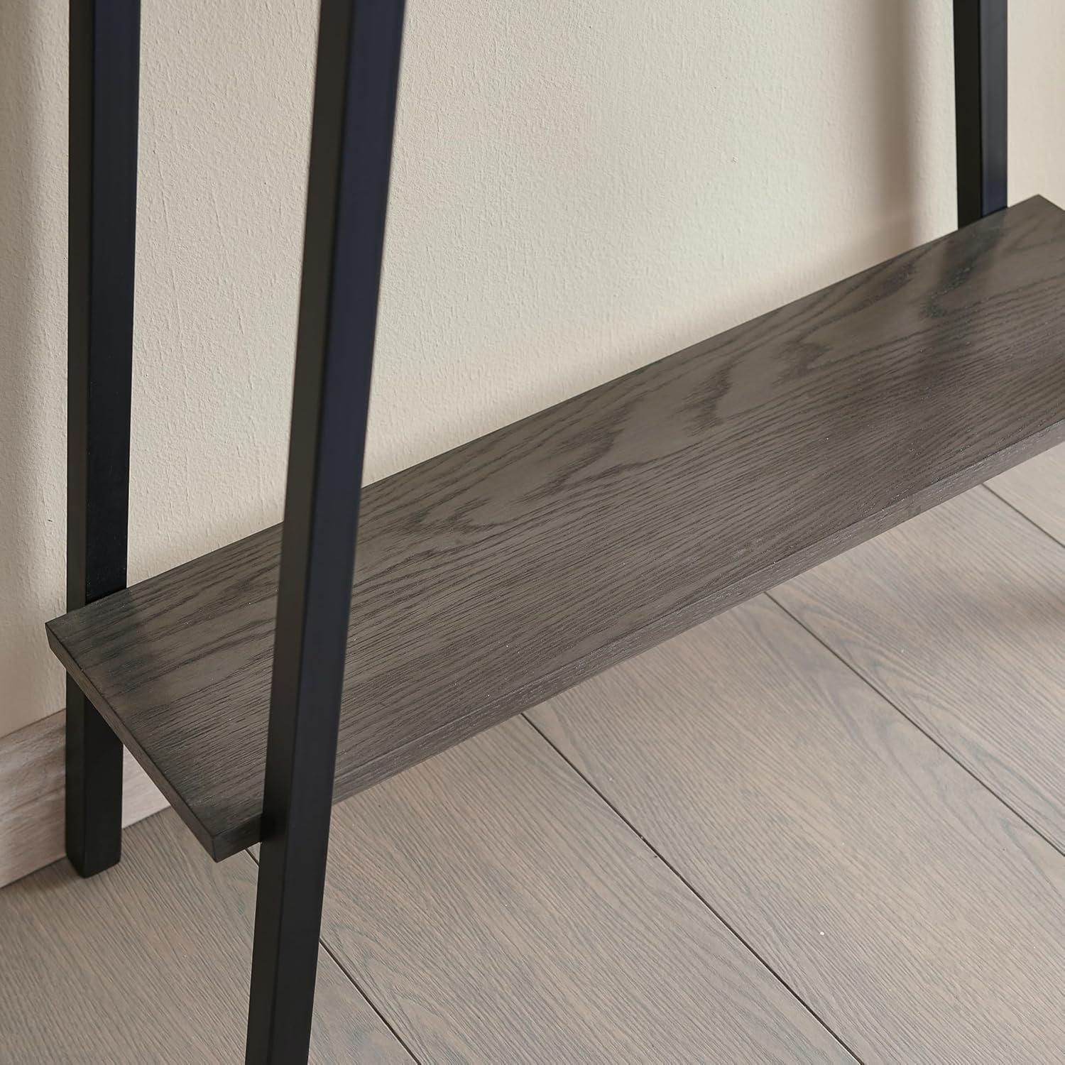 imageIroncraft Solid Wood and Metal Console Table with Shelf Mission Oak and Black Perfect for Entryways Hallways and Living Rooms Leick Home 11232Grey