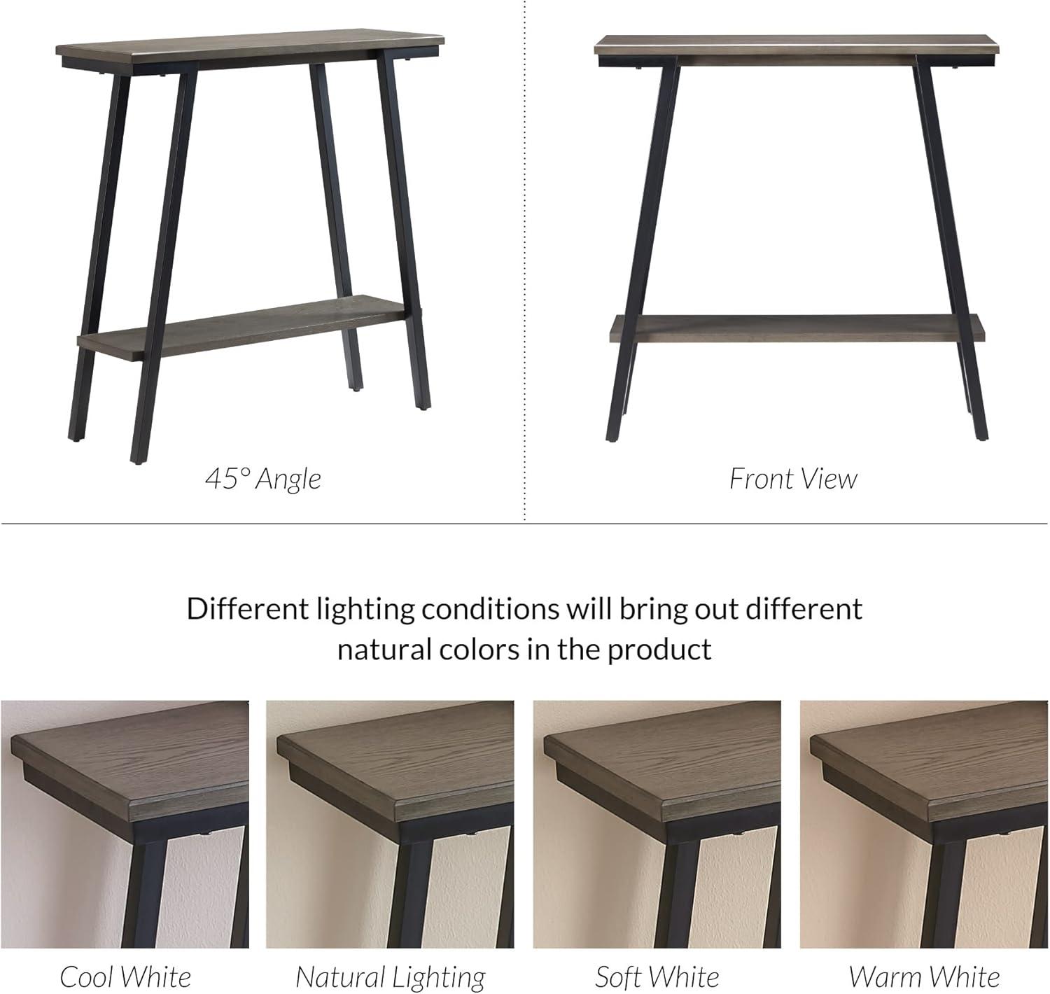 imageIroncraft Solid Wood and Metal Console Table with Shelf Mission Oak and Black Perfect for Entryways Hallways and Living Rooms Leick Home 11232Grey