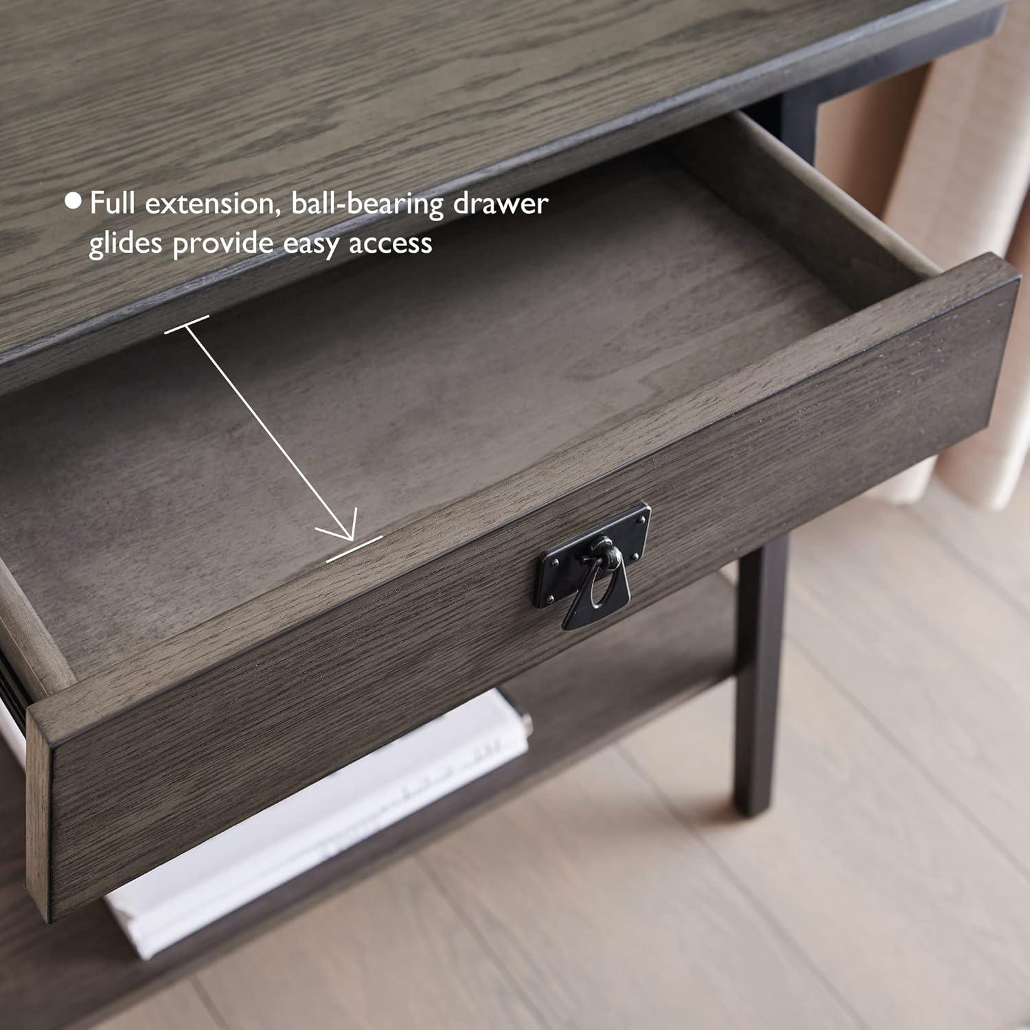 imageIroncraft Solid Wood and Metal Console Table with Shelf Mission Oak and Black Perfect for Entryways Hallways and Living Rooms Leick Home 11232Grey