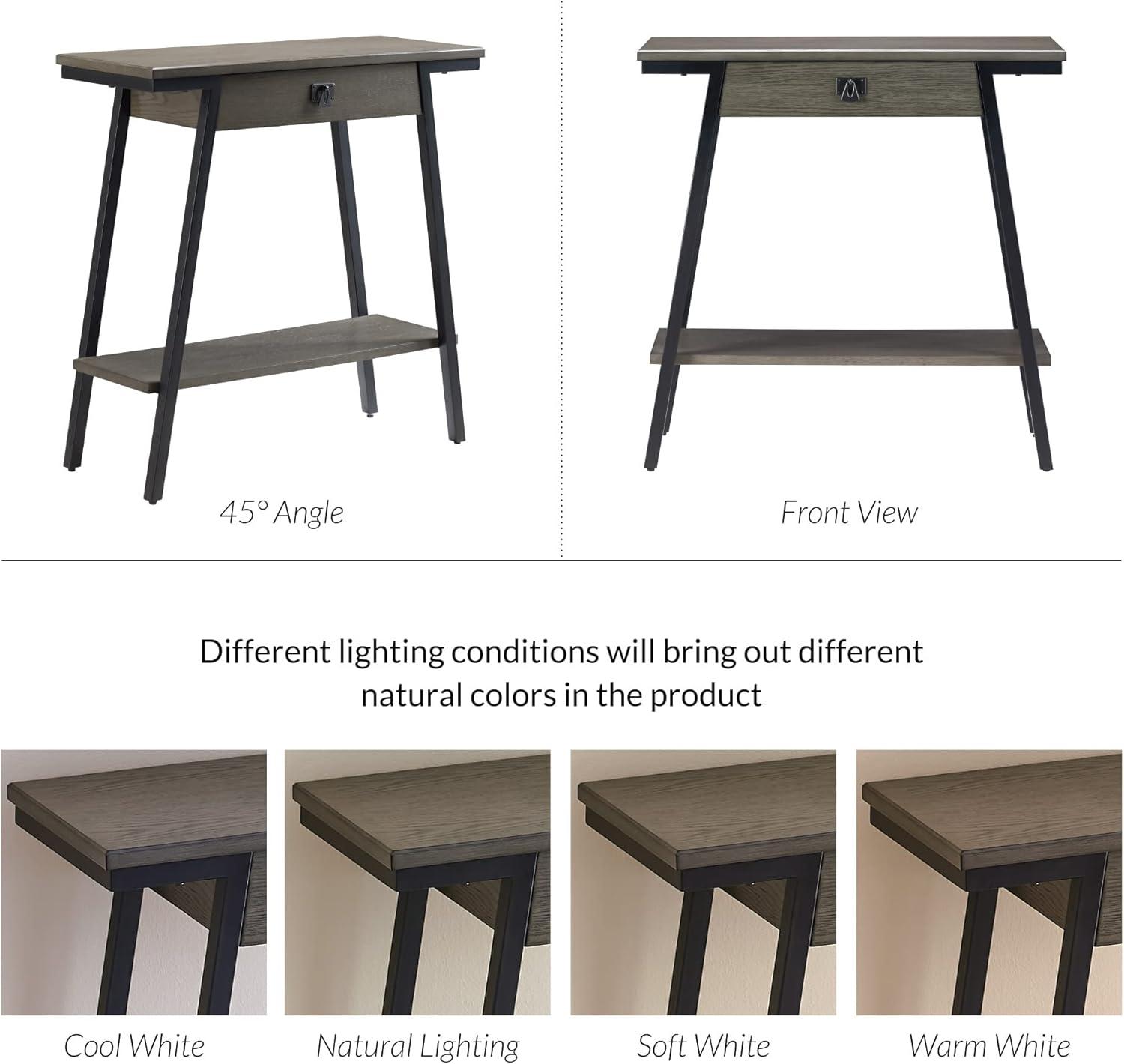 imageIroncraft Solid Wood and Metal Console Table with Shelf Mission Oak and Black Perfect for Entryways Hallways and Living Rooms Leick Home 11232Grey