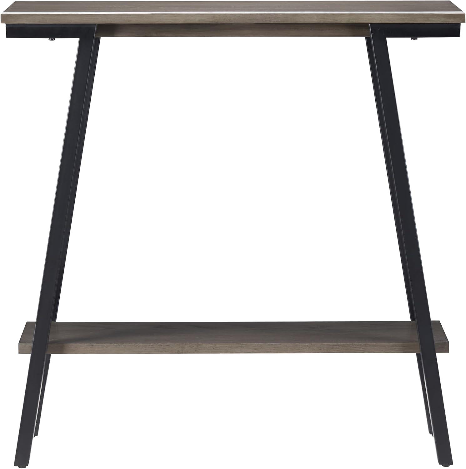 imageIroncraft Solid Wood and Metal Console Table with Shelf Mission Oak and Black Perfect for Entryways Hallways and Living Rooms Leick Home 11232Grey
