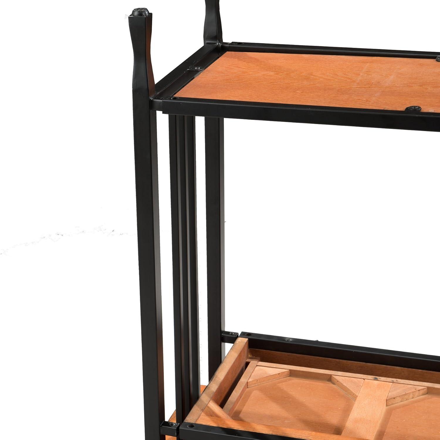 imageIroncraft Solid Wood and Metal Console Table with Shelf Mission Oak and Black Perfect for Entryways Hallways and Living Rooms Leick Home 11232Mission Oak