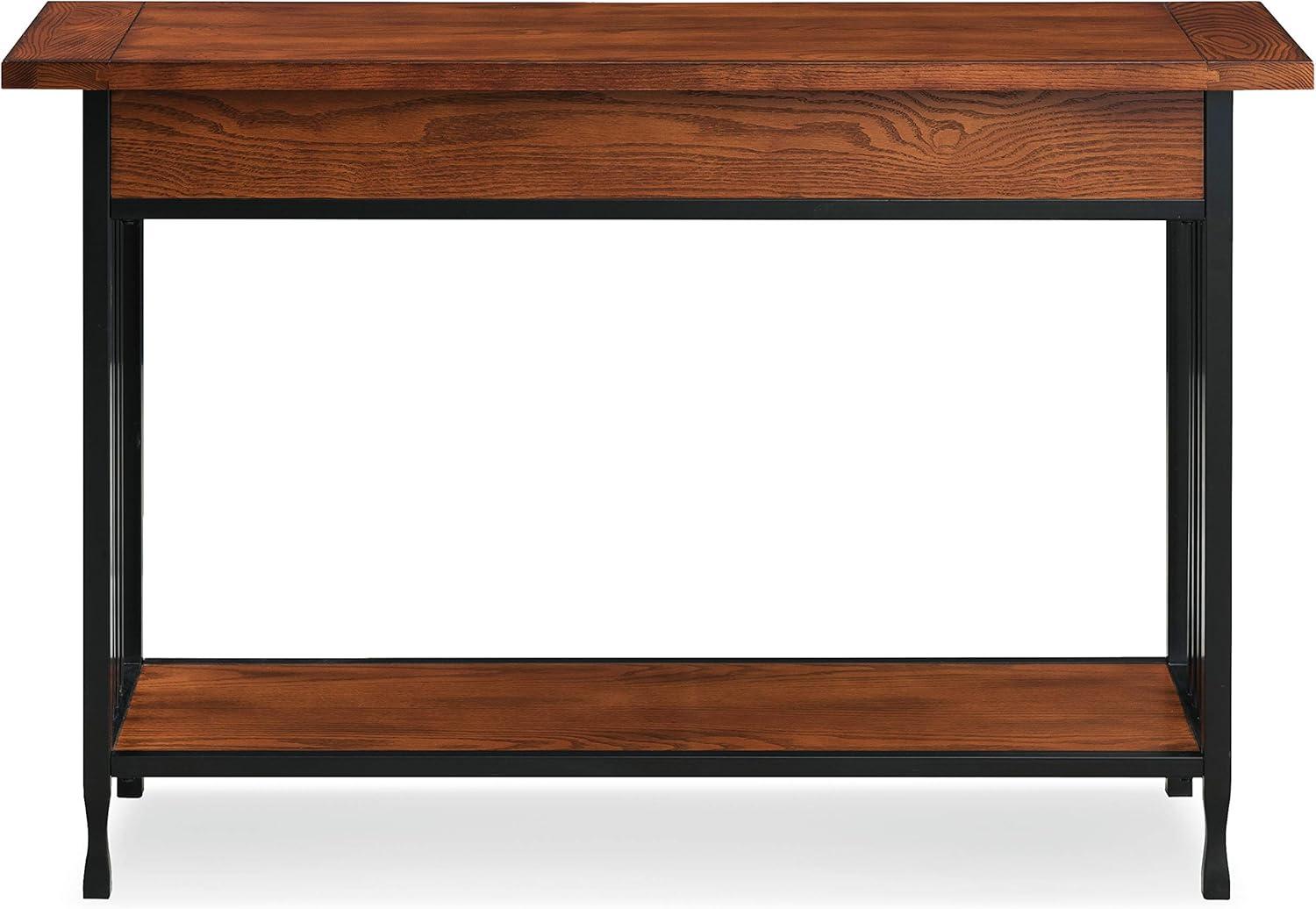 imageIroncraft Solid Wood and Metal Console Table with Shelf Mission Oak and Black Perfect for Entryways Hallways and Living Rooms Leick Home 11232Mission Oak
