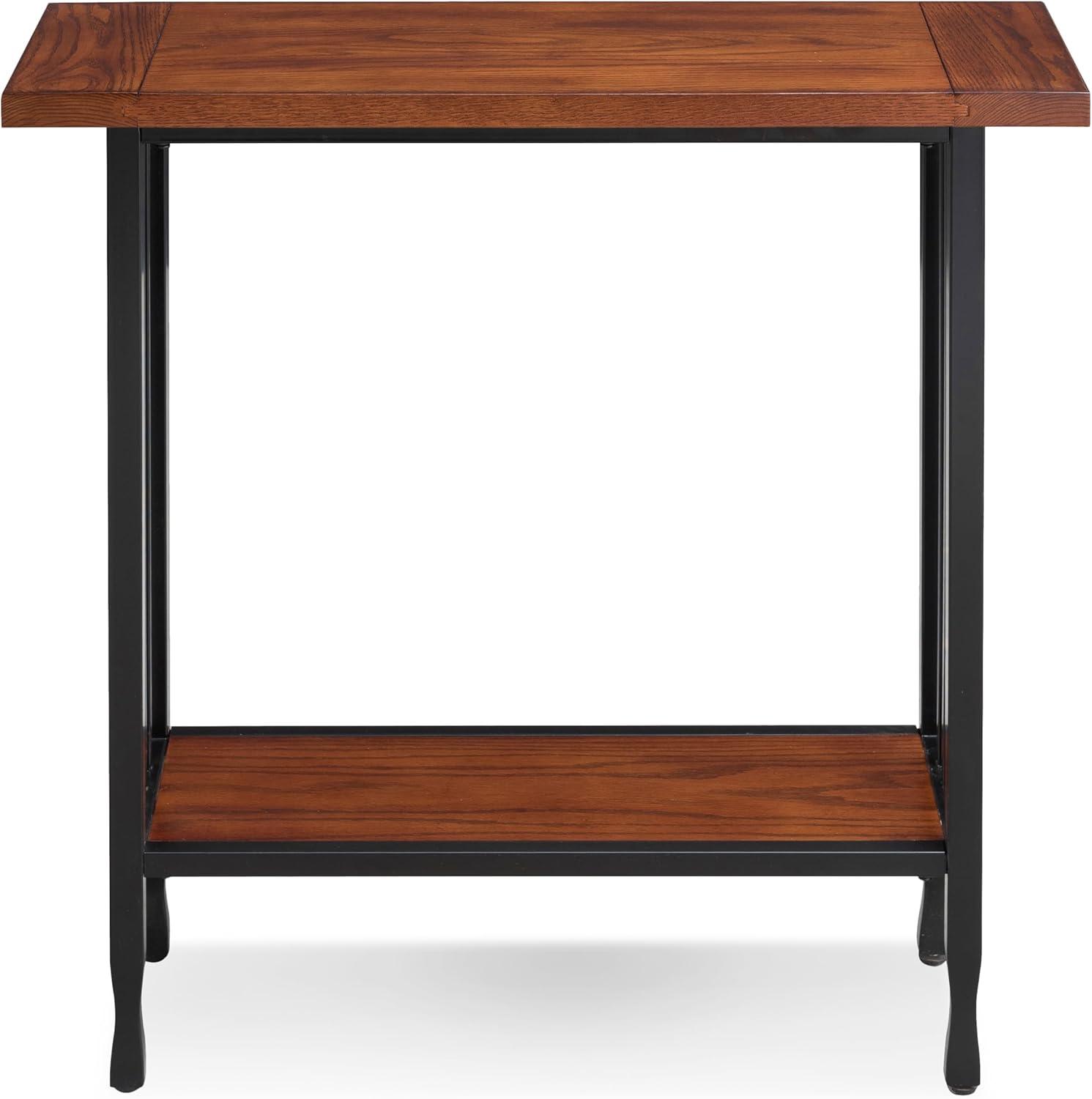 imageIroncraft Solid Wood and Metal Console Table with Shelf Mission Oak and Black Perfect for Entryways Hallways and Living Rooms Leick Home 11232Mission Oak