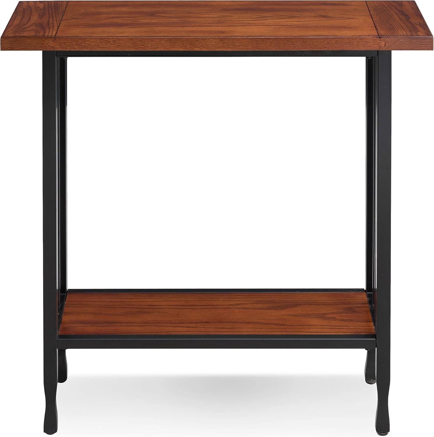 imageIroncraft Solid Wood and Metal Console Table with Shelf Mission Oak and Black Perfect for Entryways Hallways and Living Rooms Leick Home 11232Mission Oak