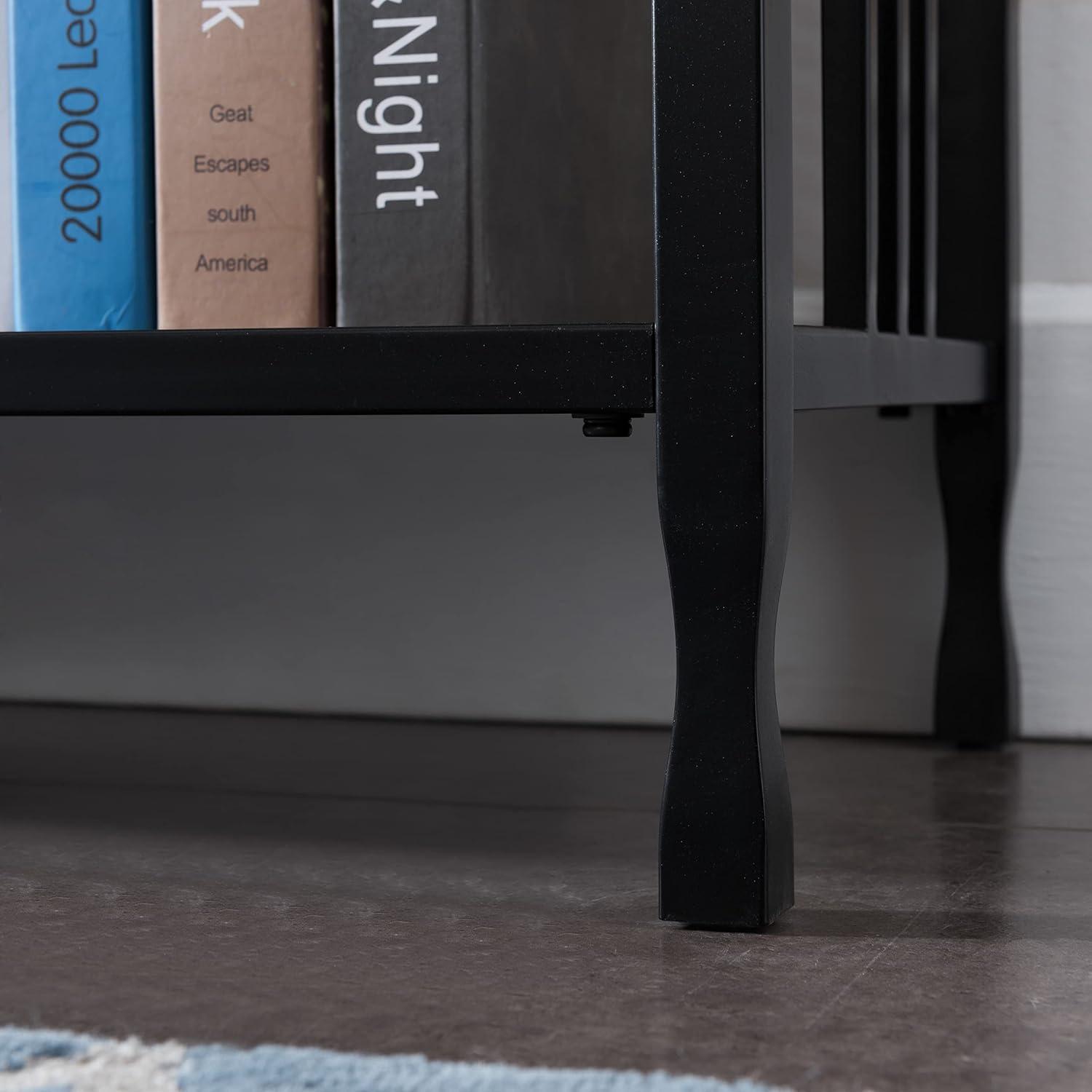 imageIroncraft Solid Wood and Metal Console Table with Shelf Mission Oak and Black Perfect for Entryways Hallways and Living Rooms Leick Home 11232Mission Oak