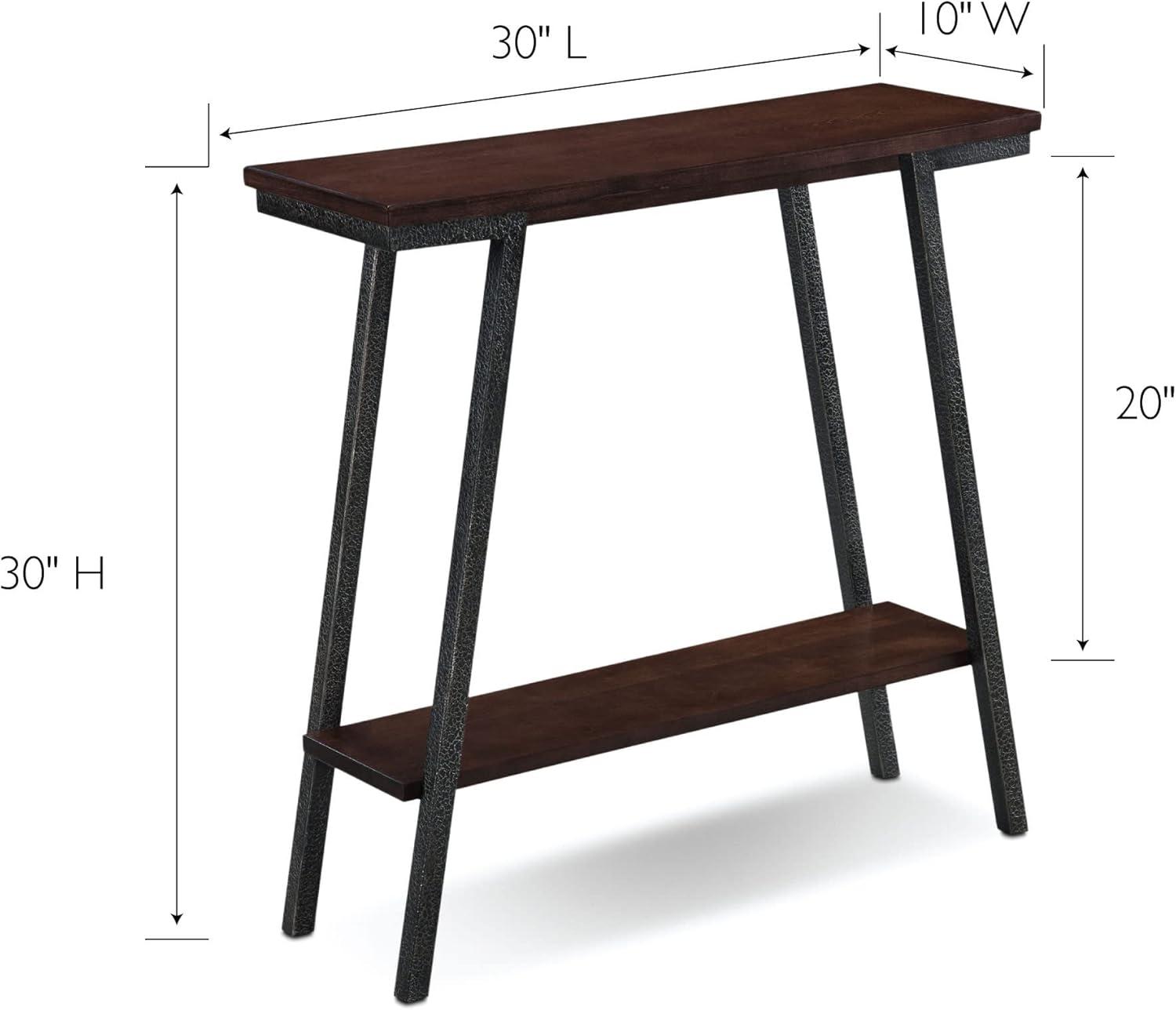 imageIroncraft Solid Wood and Metal Console Table with Shelf Mission Oak and Black Perfect for Entryways Hallways and Living Rooms Leick Home 11232Walnut