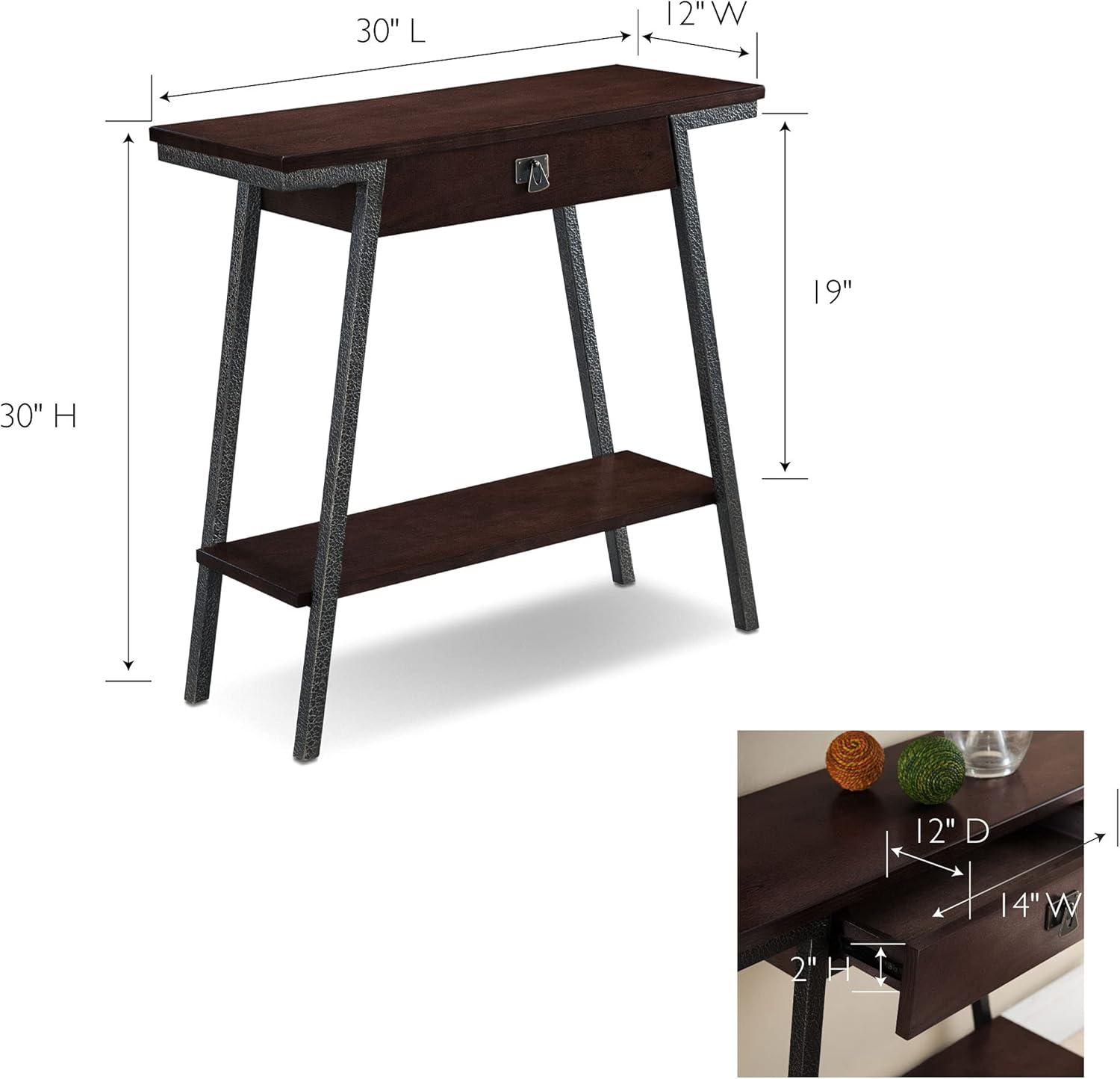 imageIroncraft Solid Wood and Metal Console Table with Shelf Mission Oak and Black Perfect for Entryways Hallways and Living Rooms Leick Home 11232Walnut
