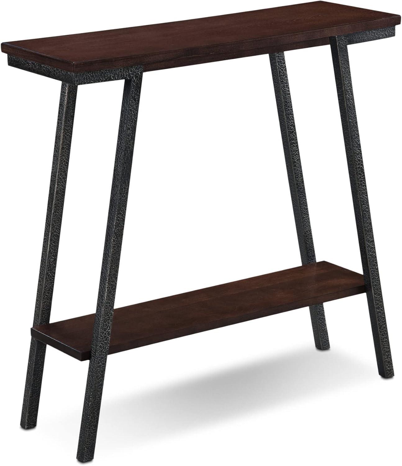imageIroncraft Solid Wood and Metal Console Table with Shelf Mission Oak and Black Perfect for Entryways Hallways and Living Rooms Leick Home 11232Walnut