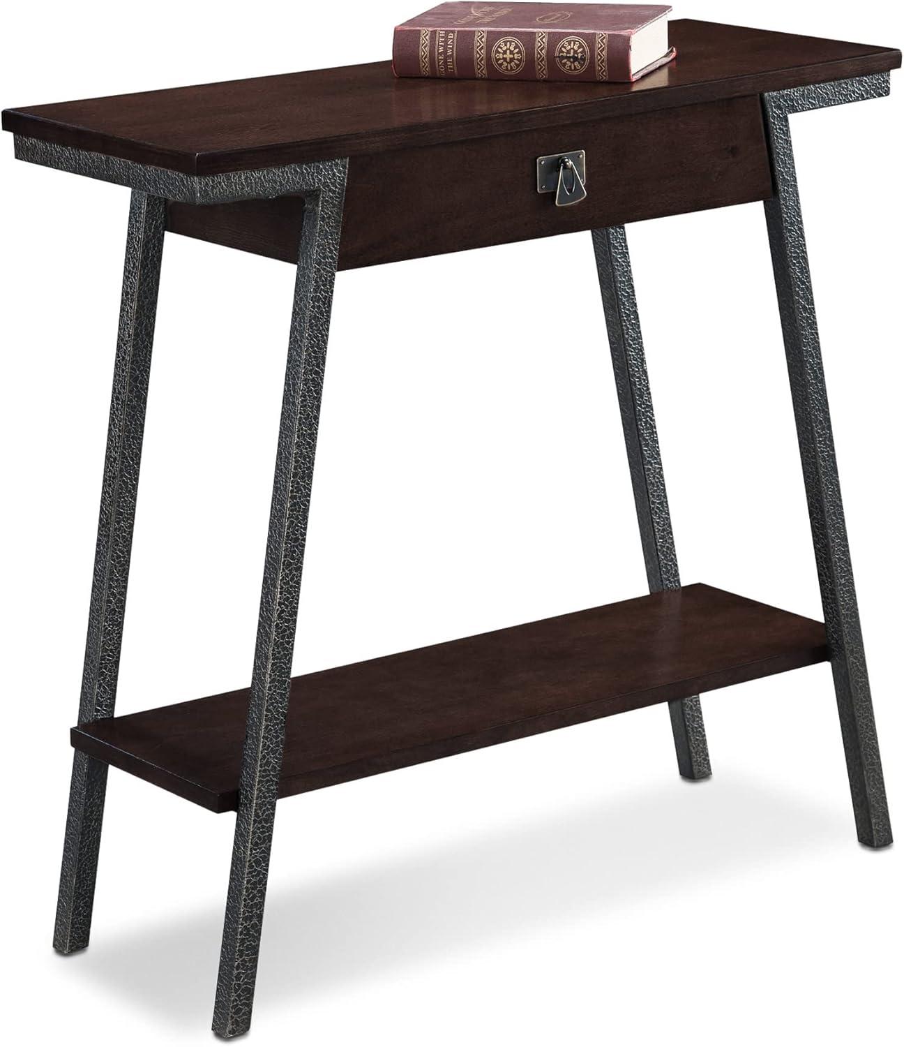 imageIroncraft Solid Wood and Metal Console Table with Shelf Mission Oak and Black Perfect for Entryways Hallways and Living Rooms Leick Home 11232Walnut