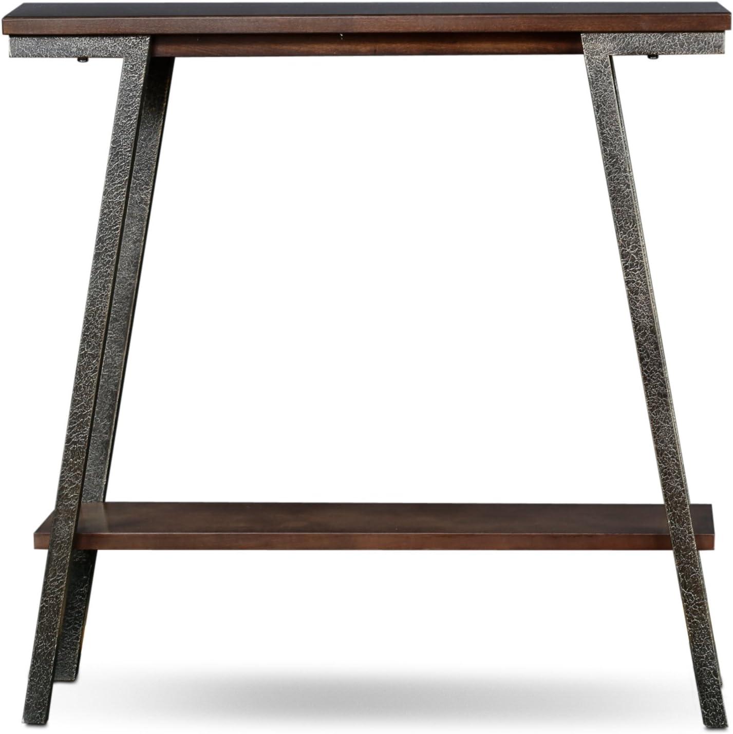 imageIroncraft Solid Wood and Metal Console Table with Shelf Mission Oak and Black Perfect for Entryways Hallways and Living Rooms Leick Home 11232Walnut